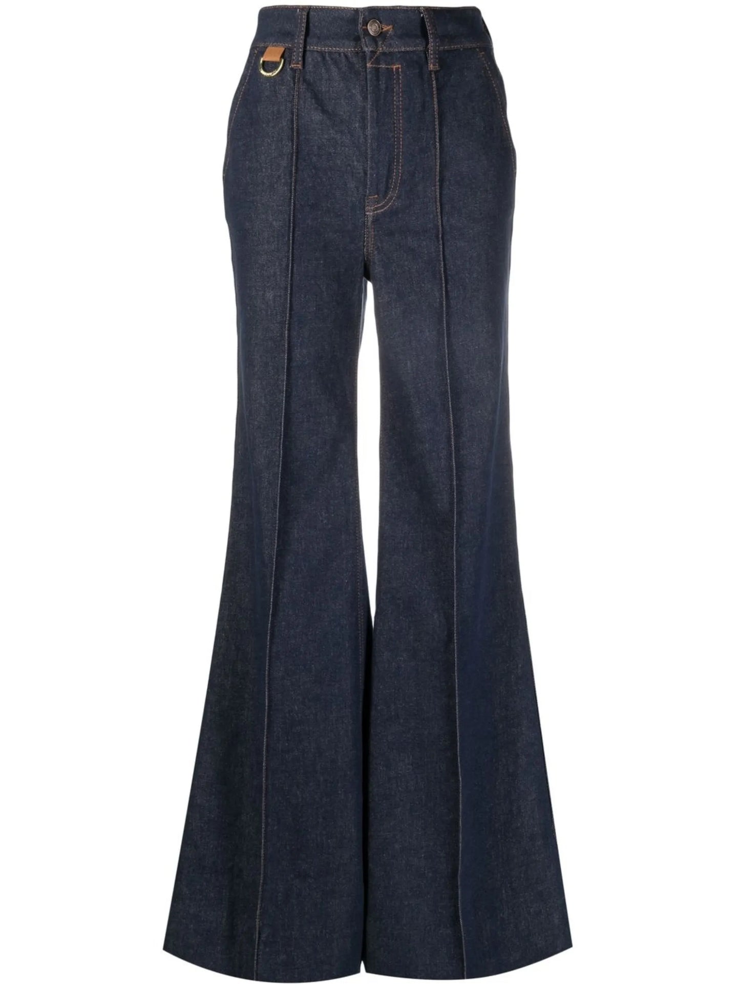 high-waisted flared jeans