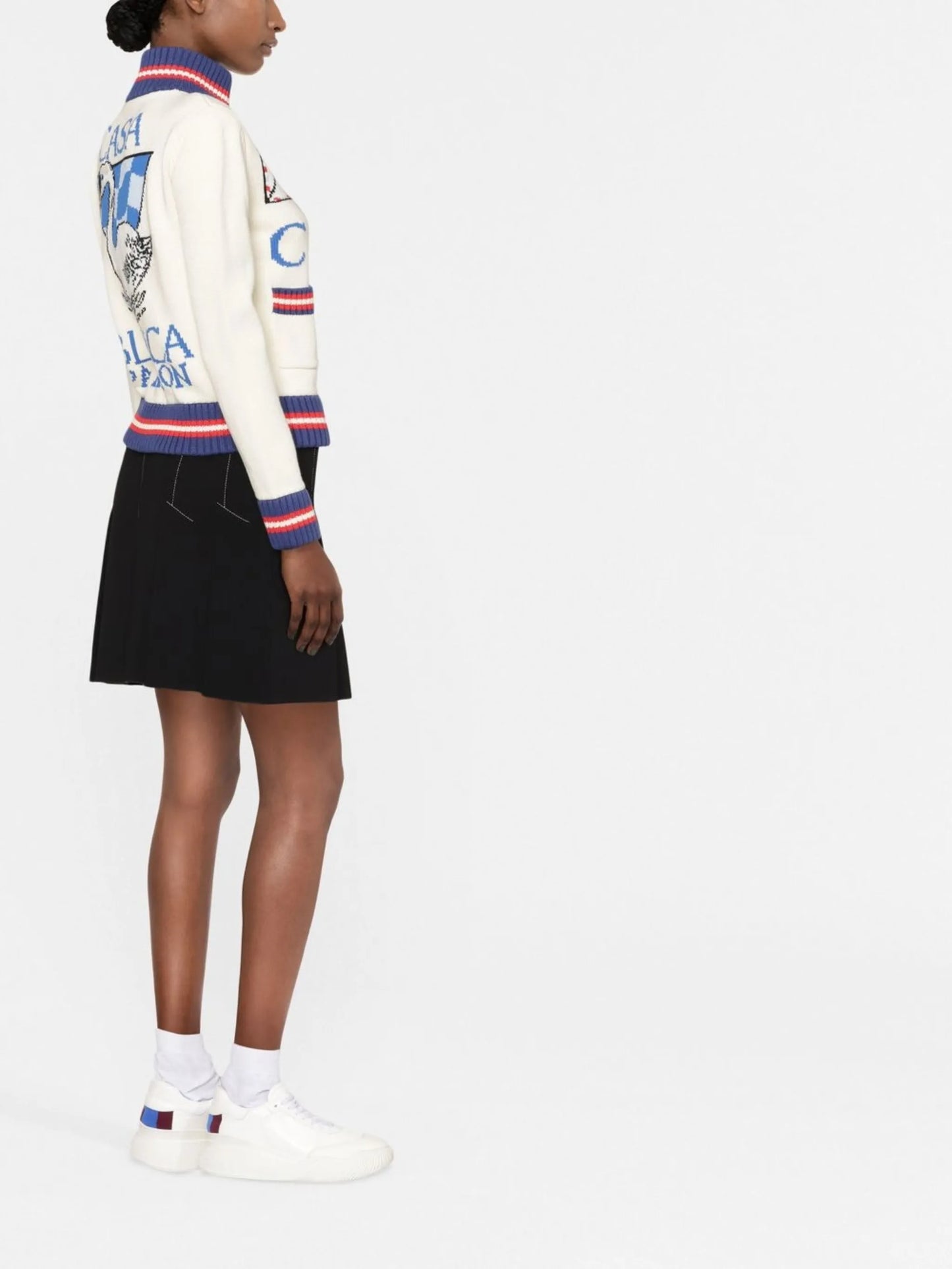 intarsia-knit high-neck cardigan