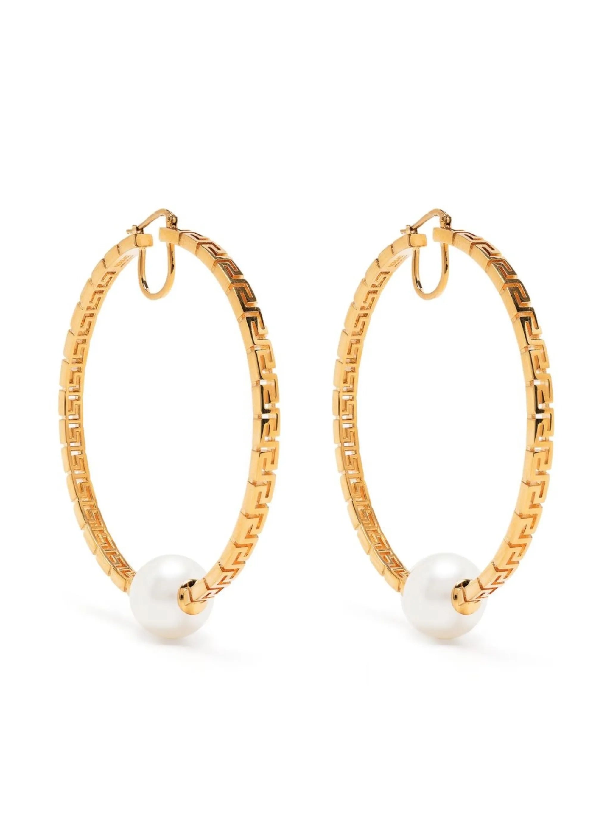 Greca pearl-detail hoop-earrings
