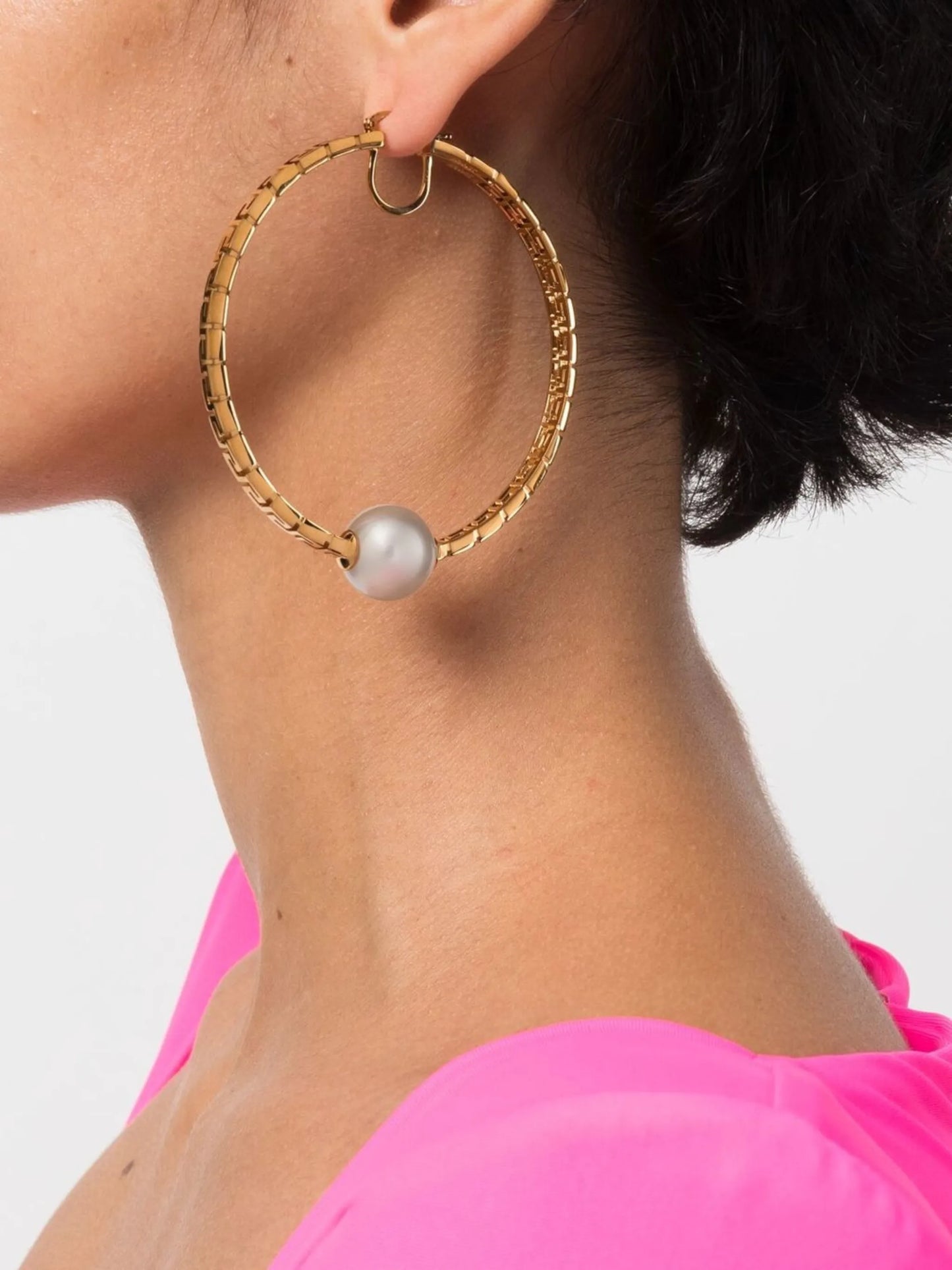 Greca pearl-detail hoop-earrings