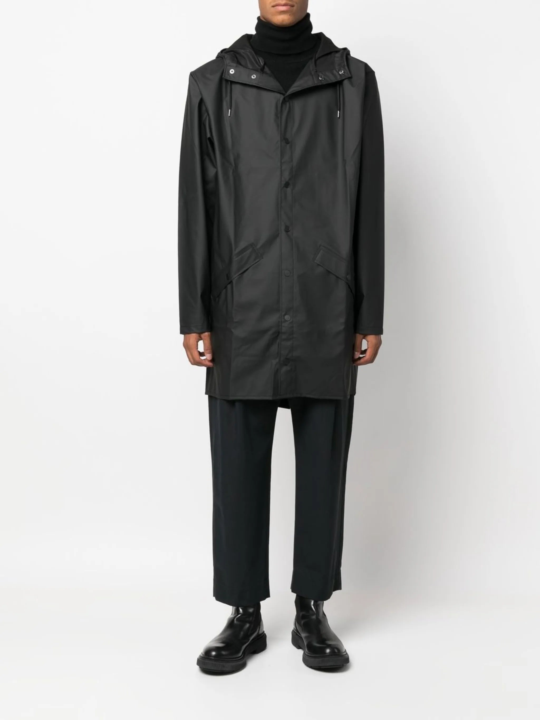 drawstring hood raincoat