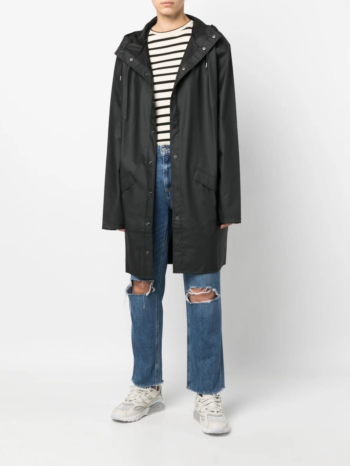 drawstring hood raincoat