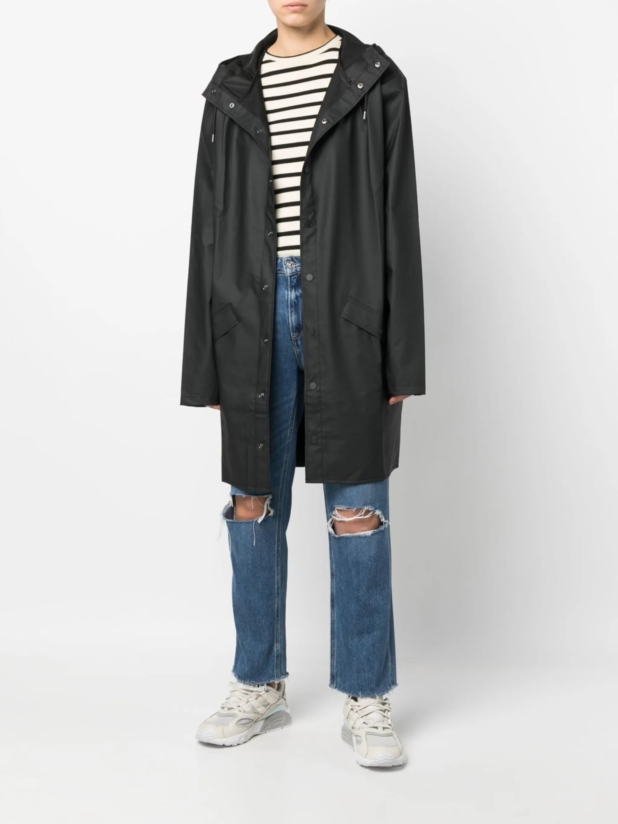 drawstring hood raincoat
