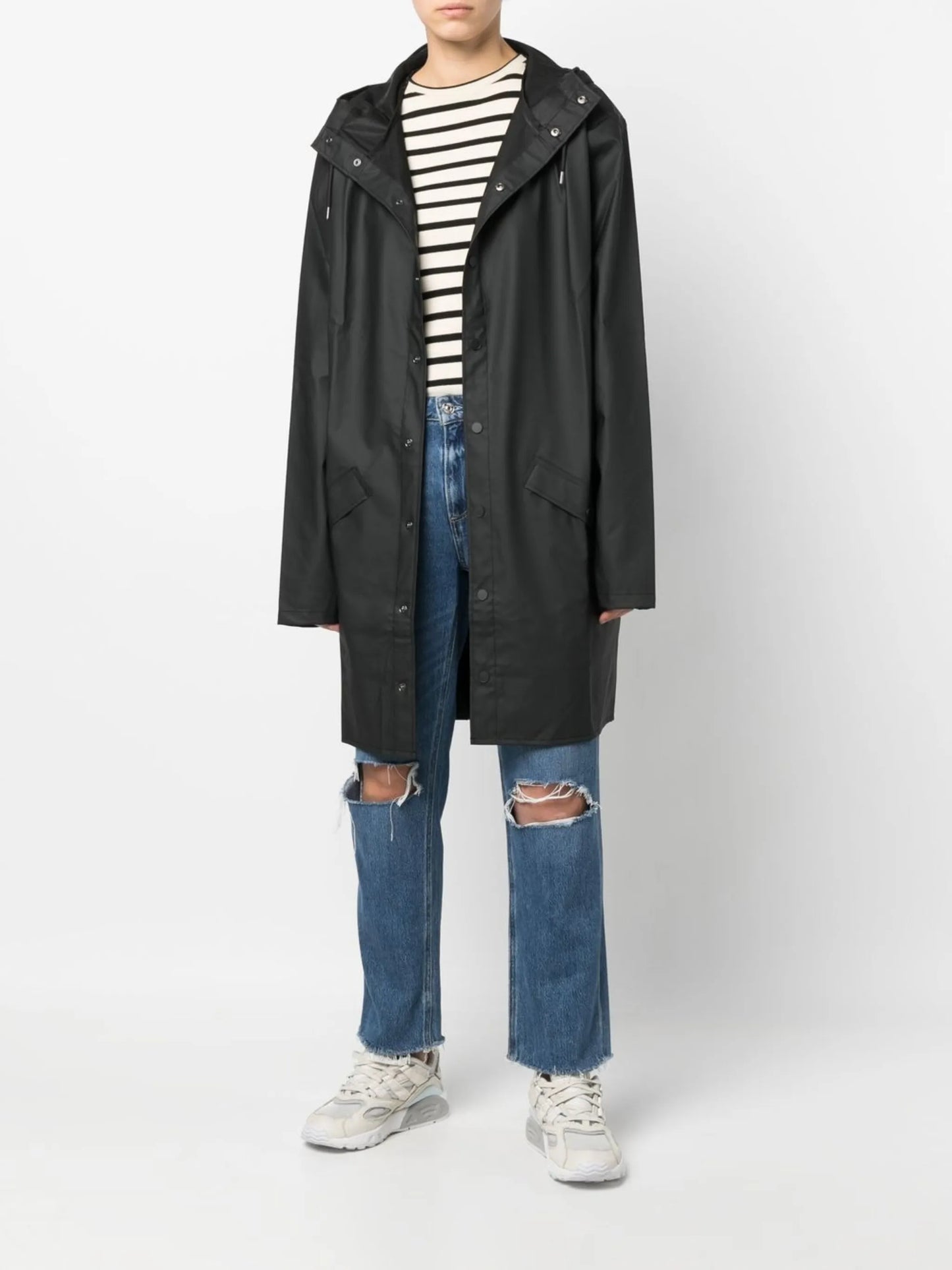drawstring hood raincoat