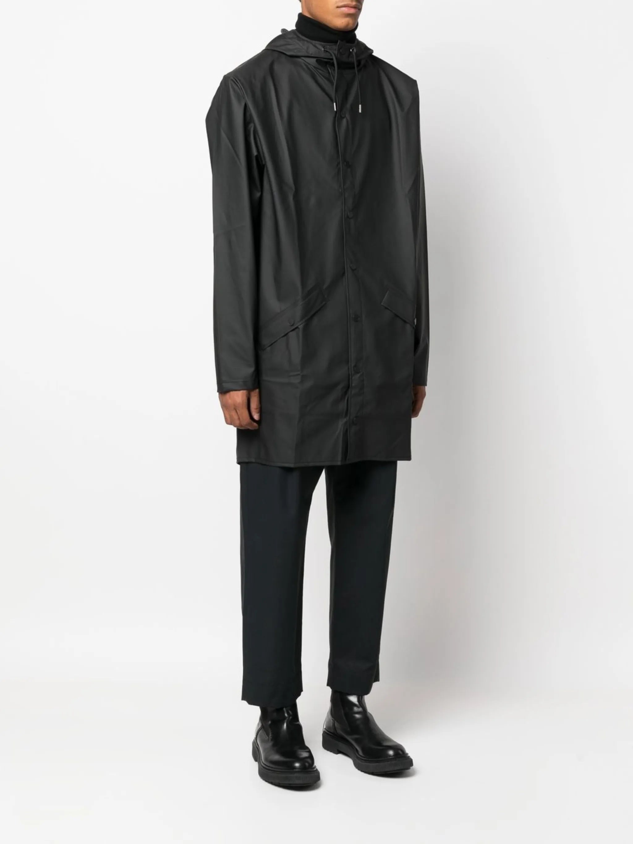 drawstring hood raincoat