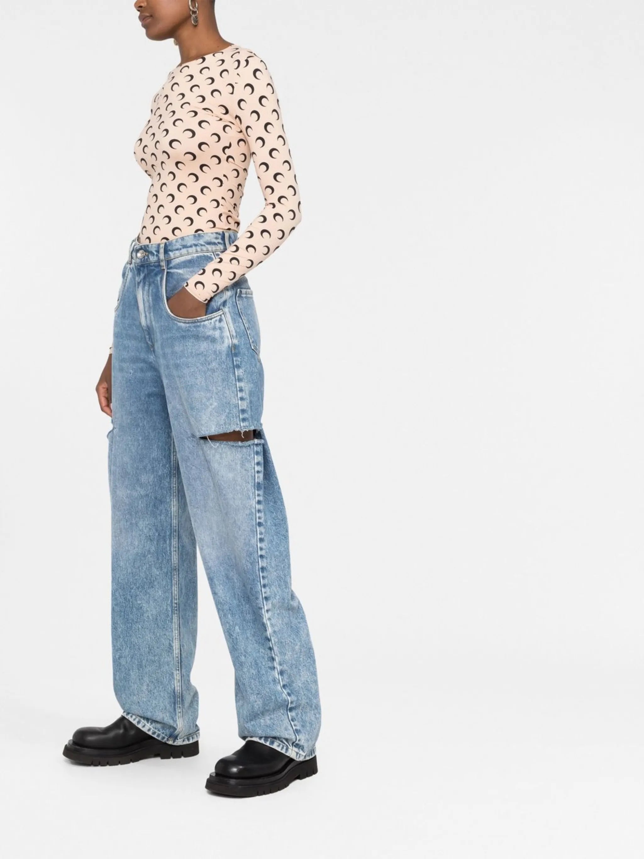 Moon-print crew-neck top