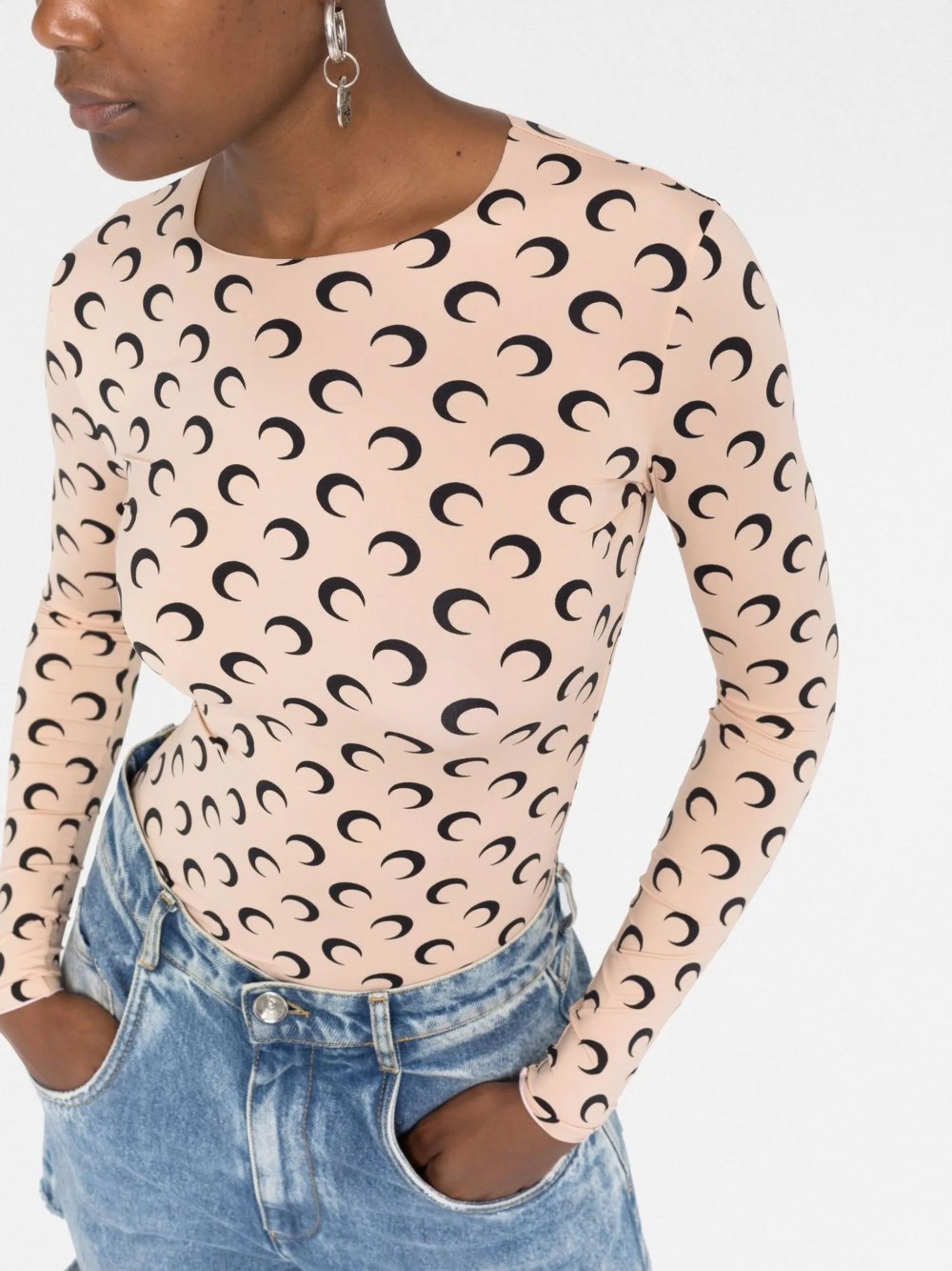 crescent moon-print second-skin top