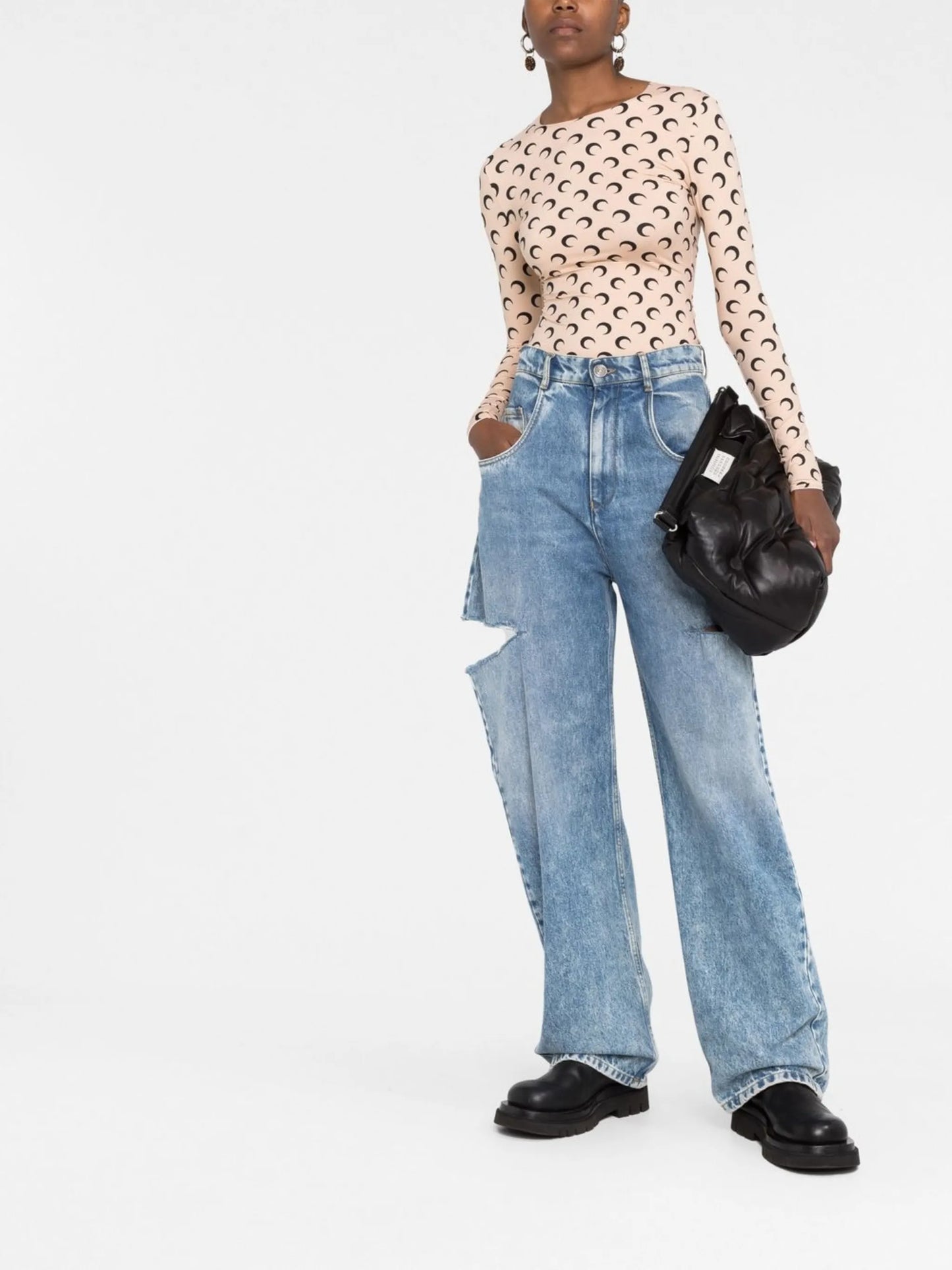 Moon-print crew-neck top