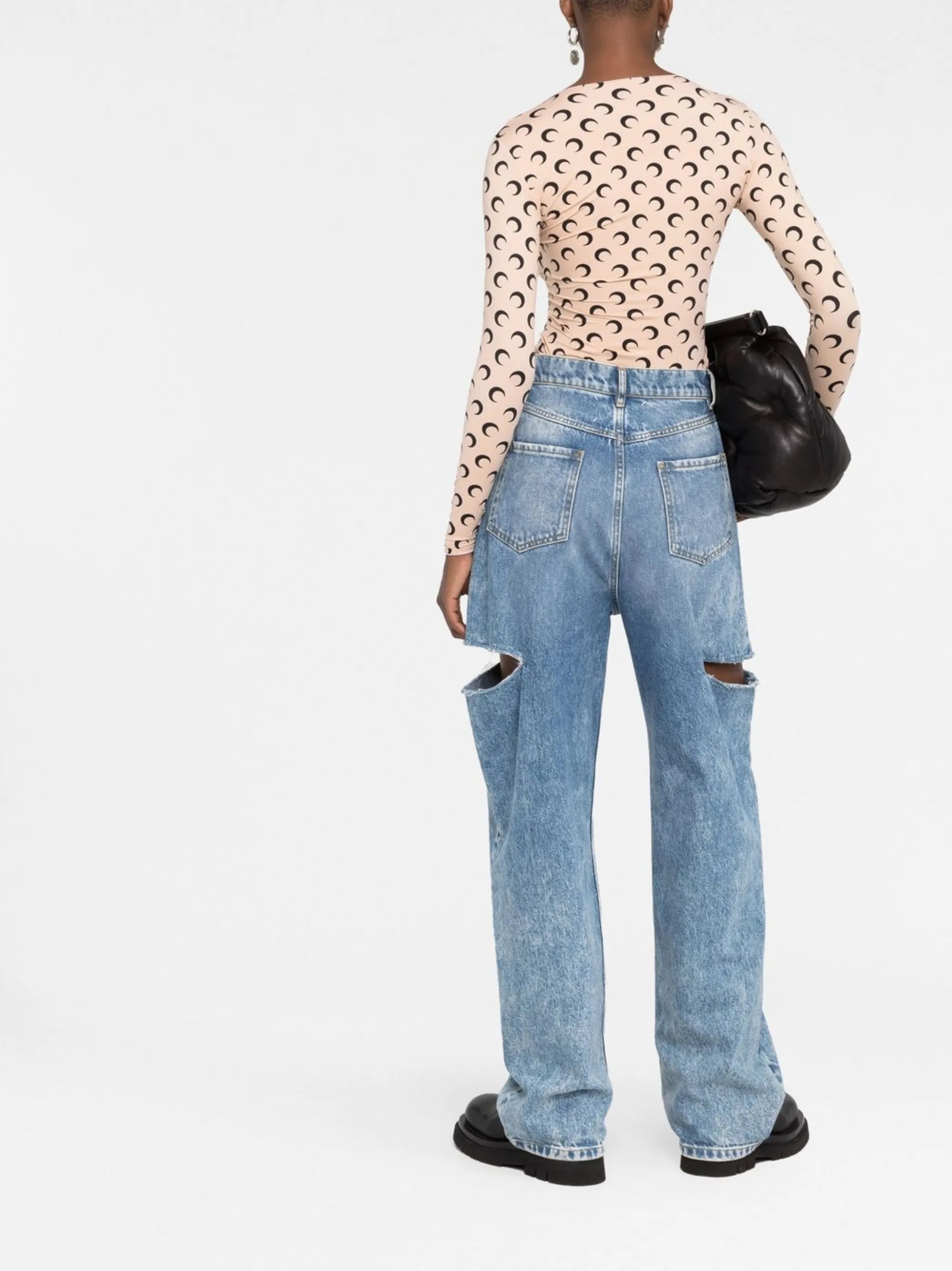 crescent moon-print second-skin top