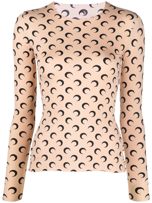 Moon-print crew-neck top