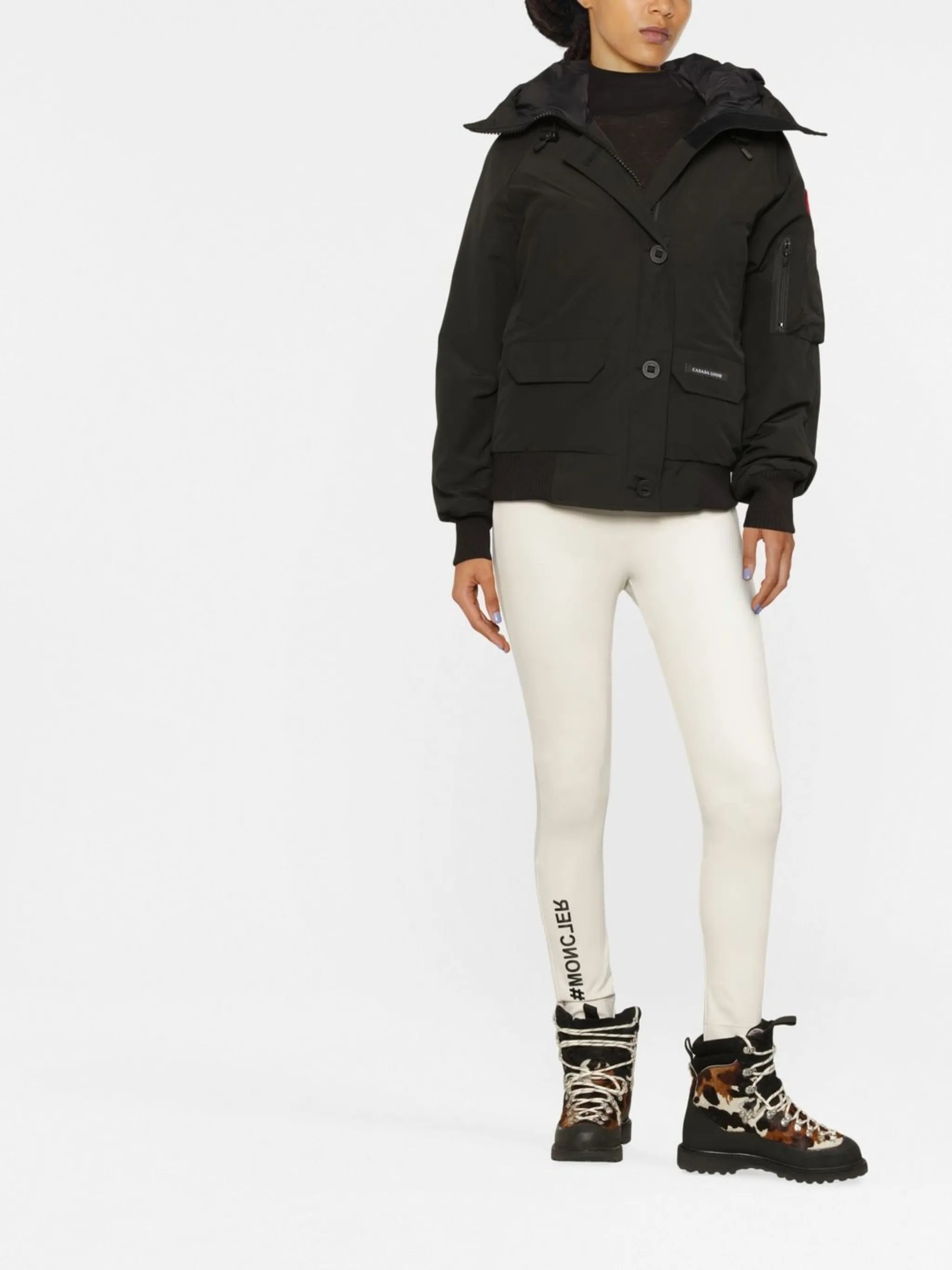 logo-patch hooded down jacket
