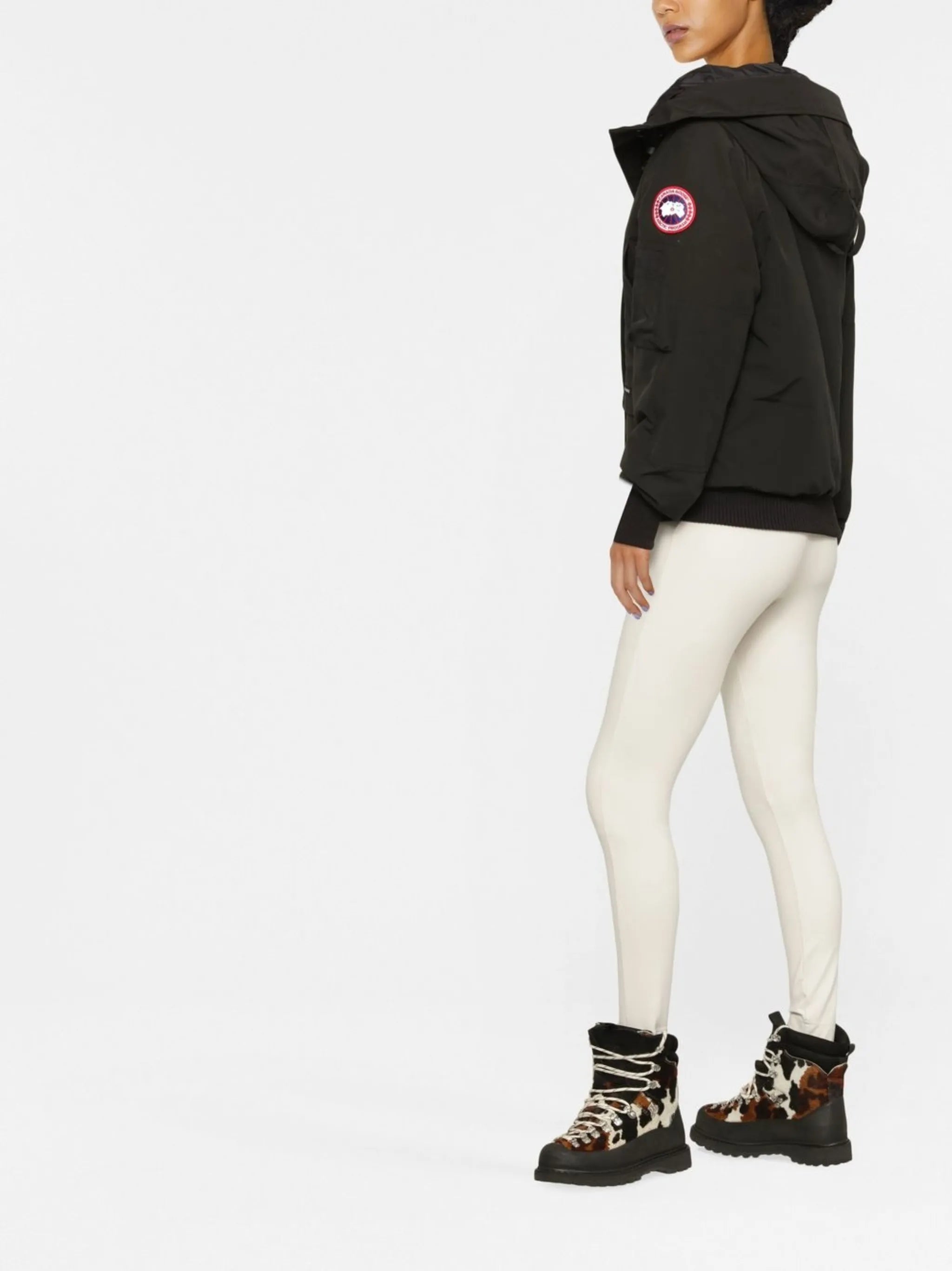 logo-patch hooded down jacket