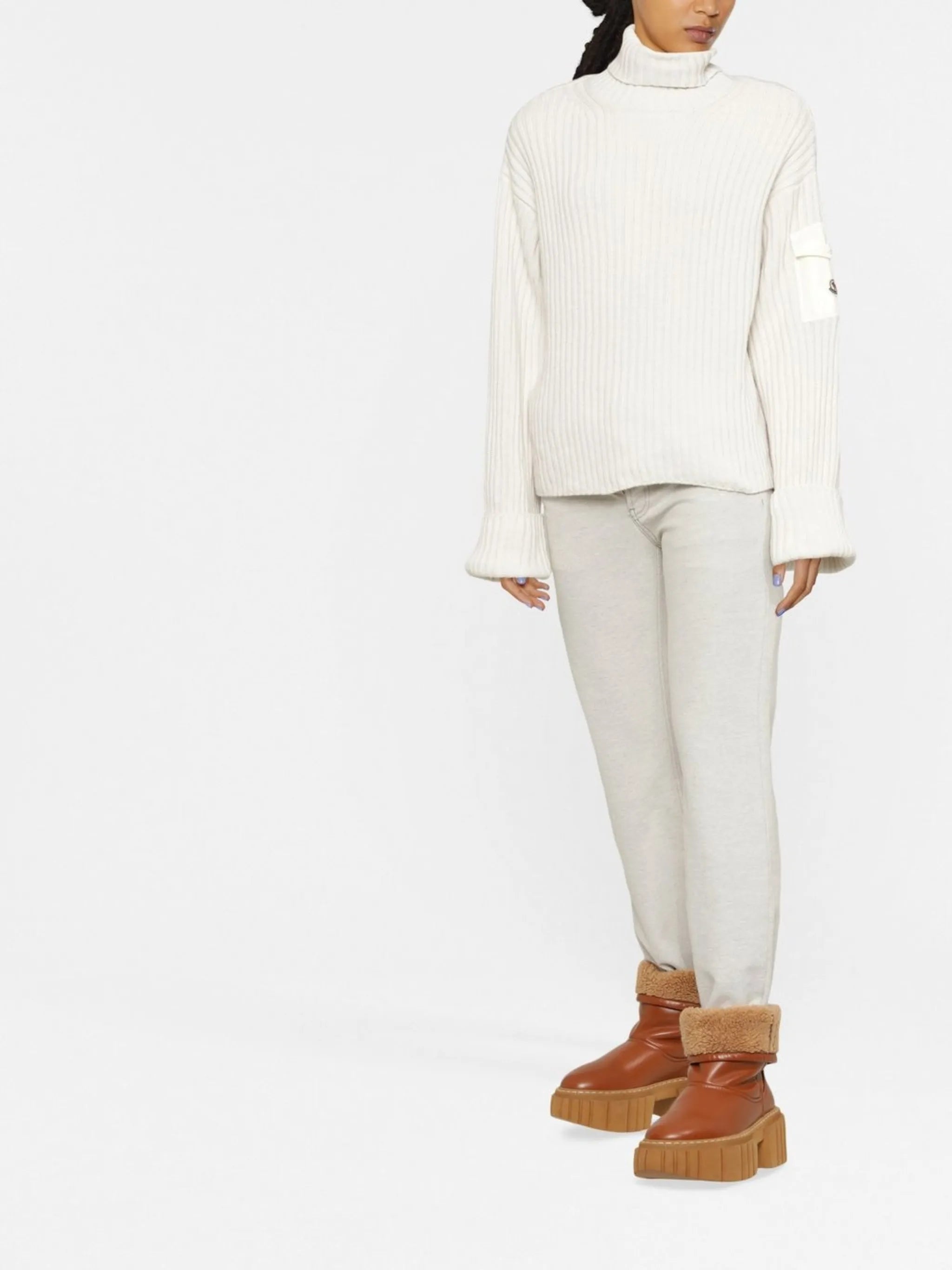 ribbed-knit wool roll-neck jumper