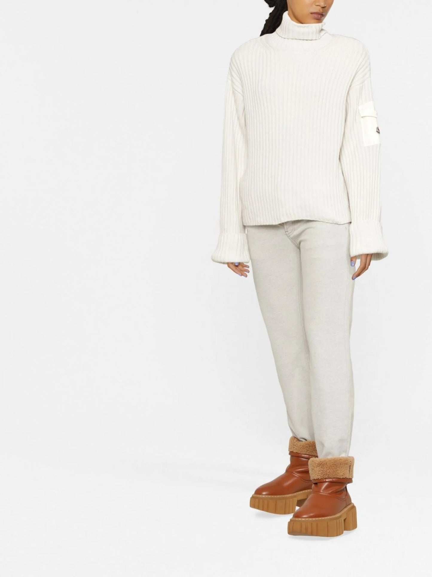 ribbed-knit wool roll-neck jumper