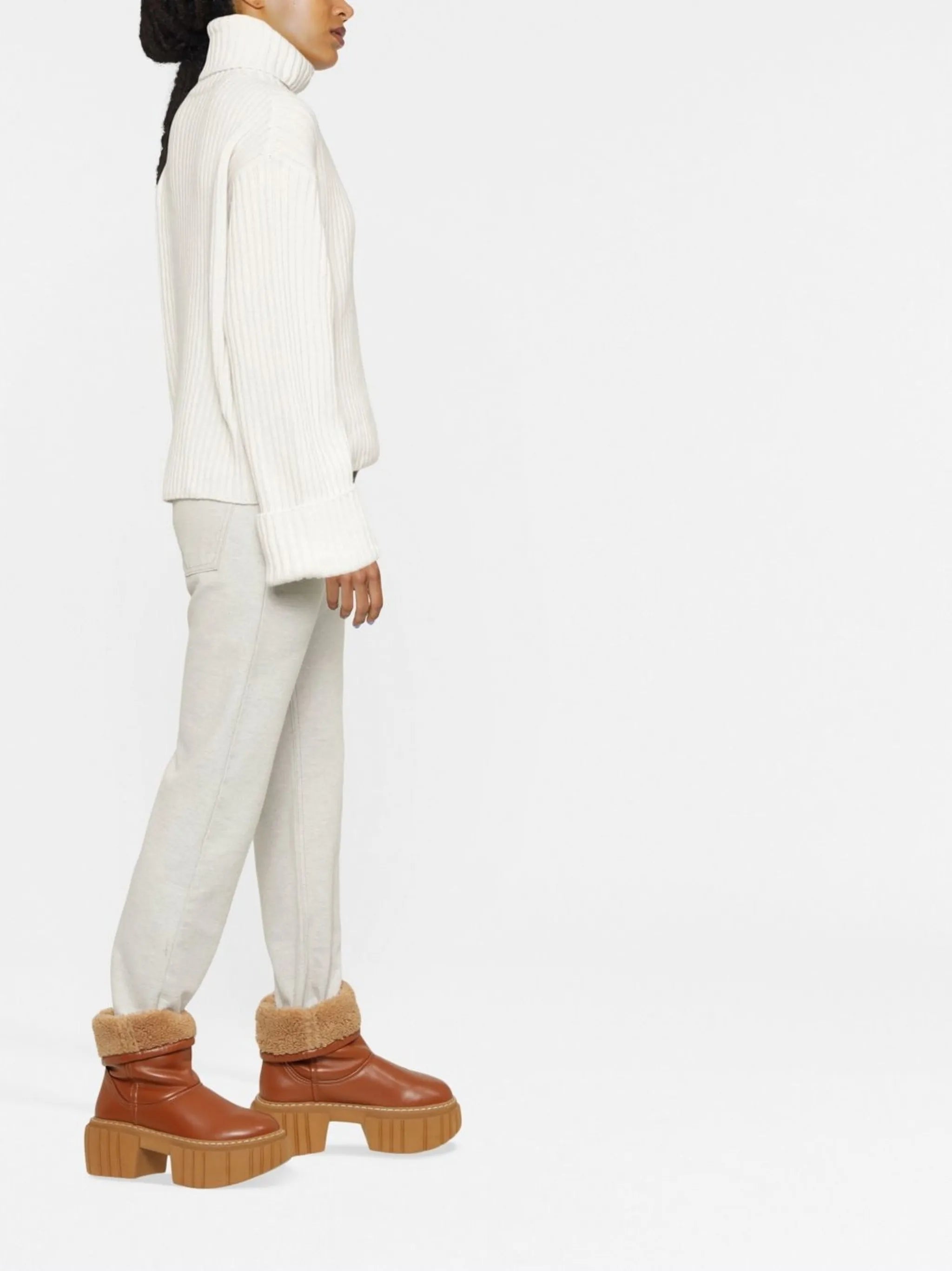 ribbed-knit wool roll-neck jumper