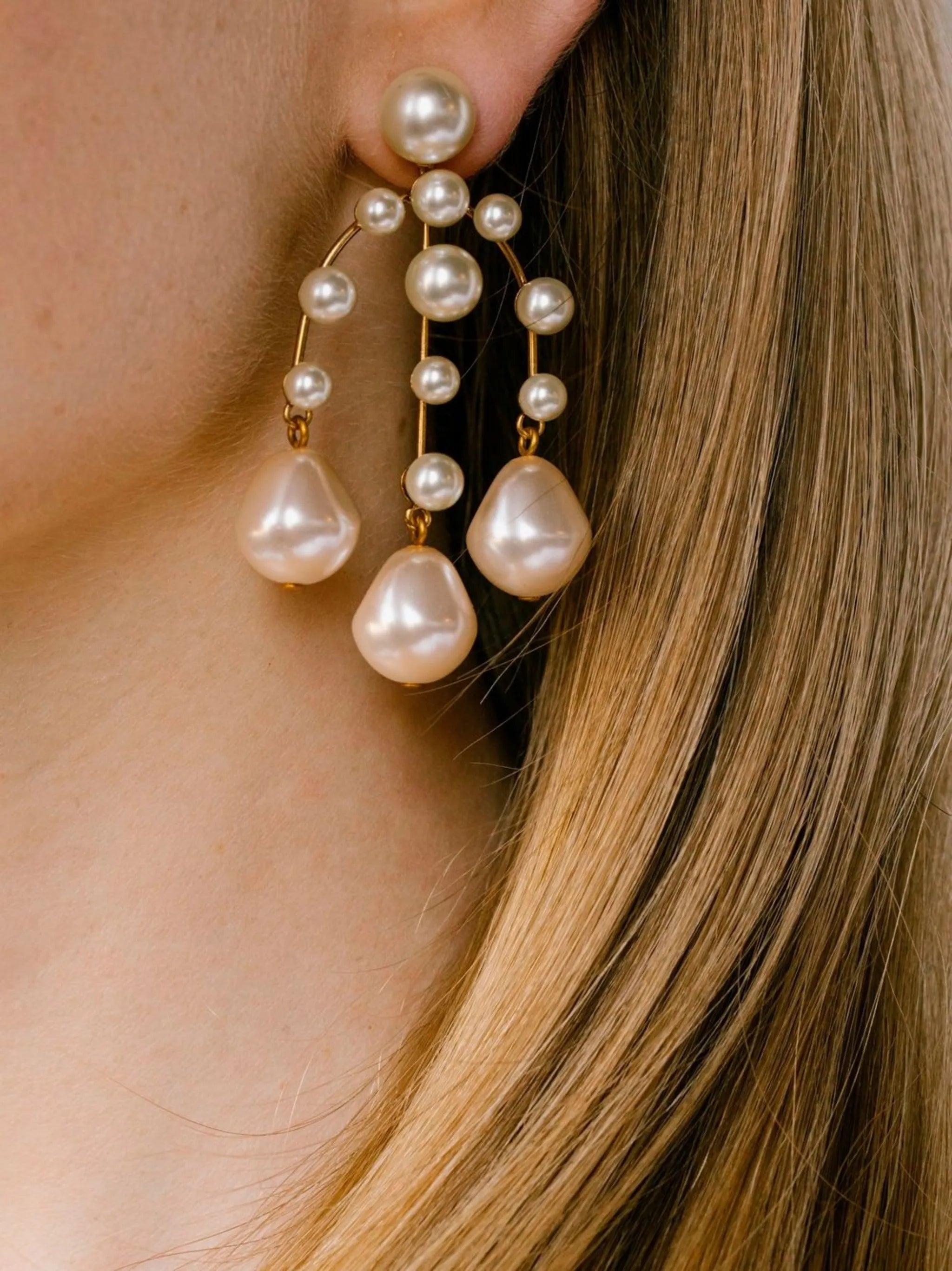 Dara pearl chandelier earrings
