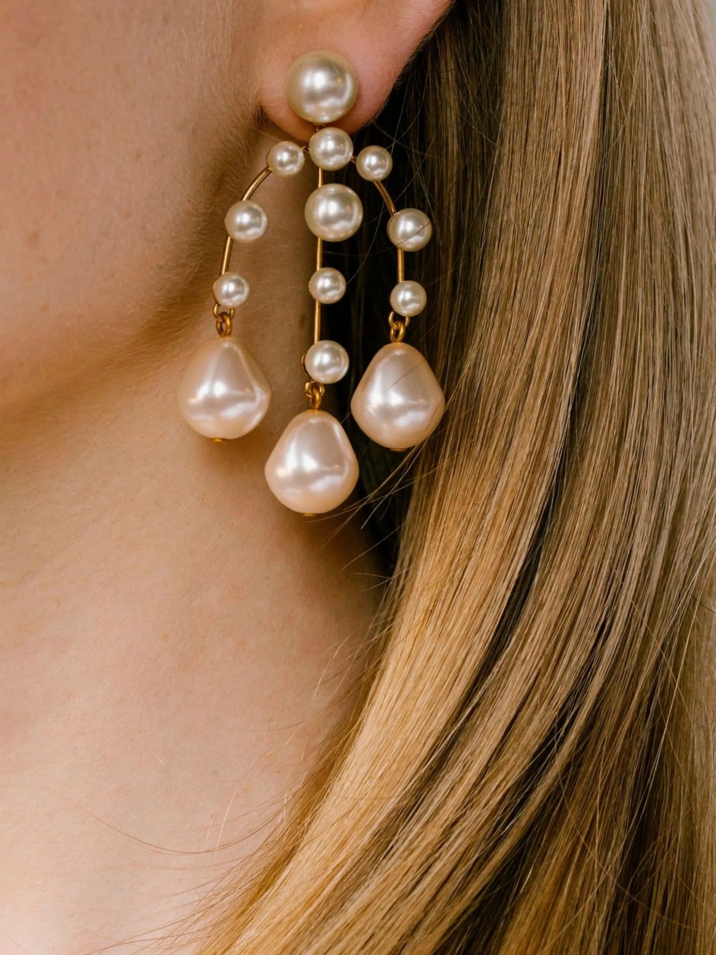 Dara pearl chandelier earrings