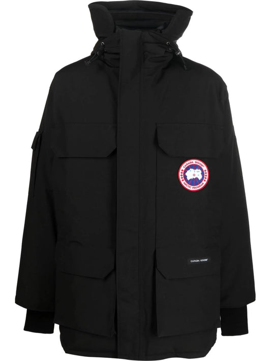 logo-patch hooded down jacket