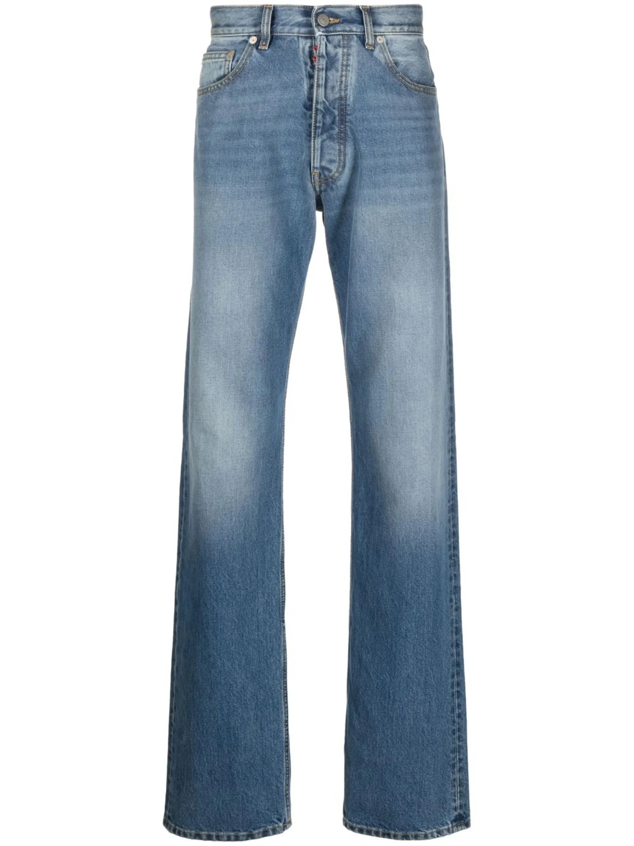 four-stitch straight-leg jeans
