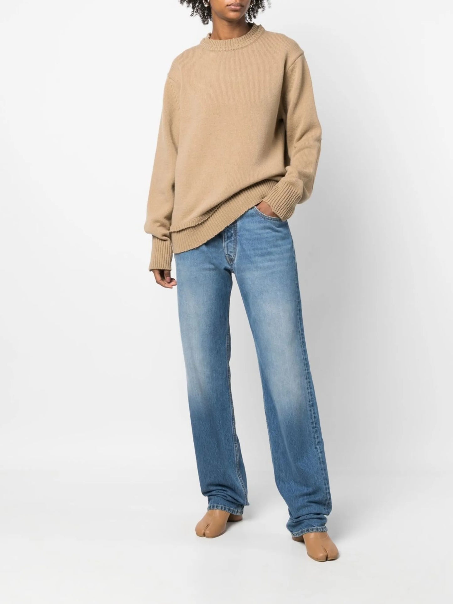 four-stitch straight-leg jeans