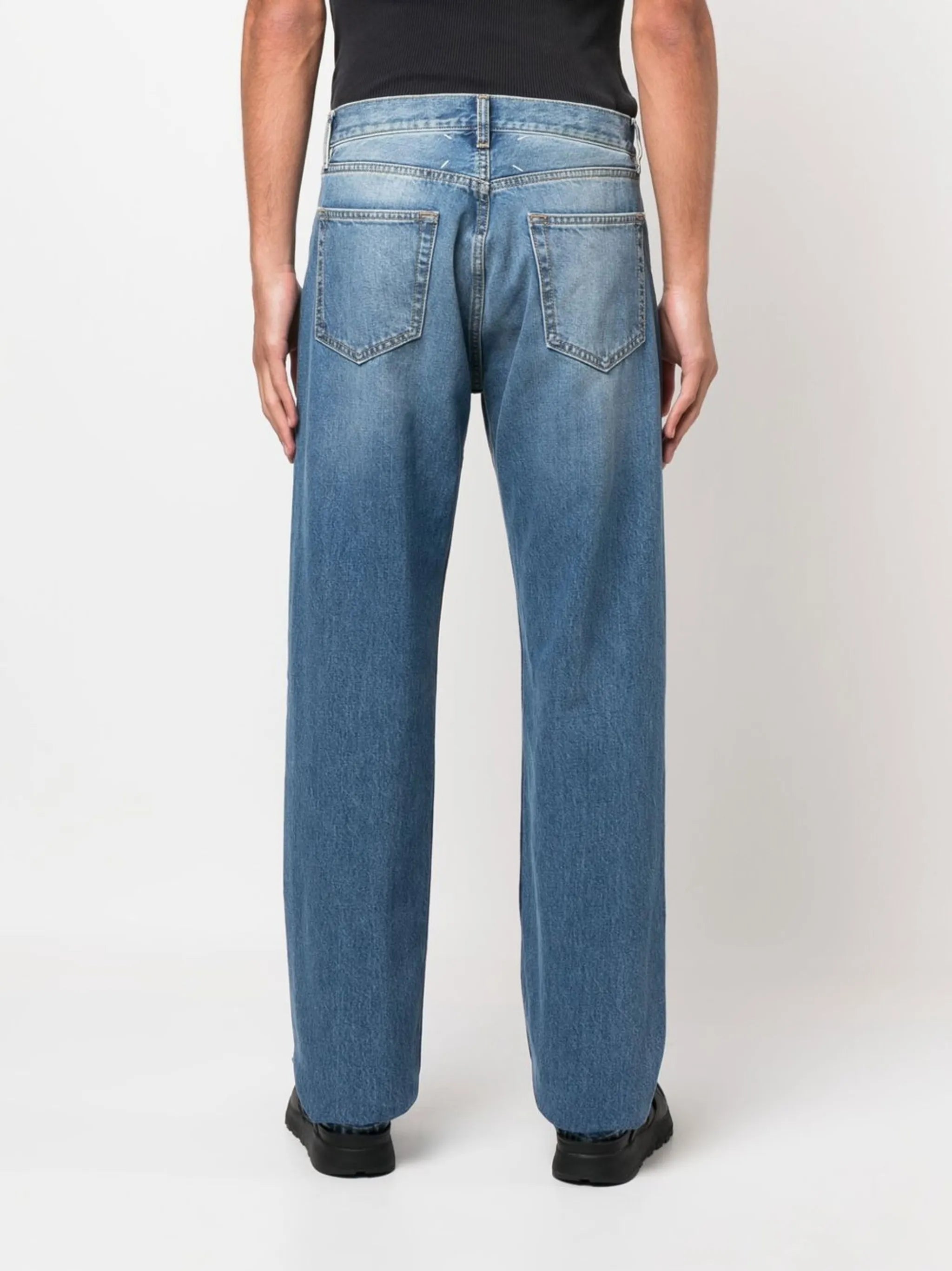 four-stitch straight-leg jeans