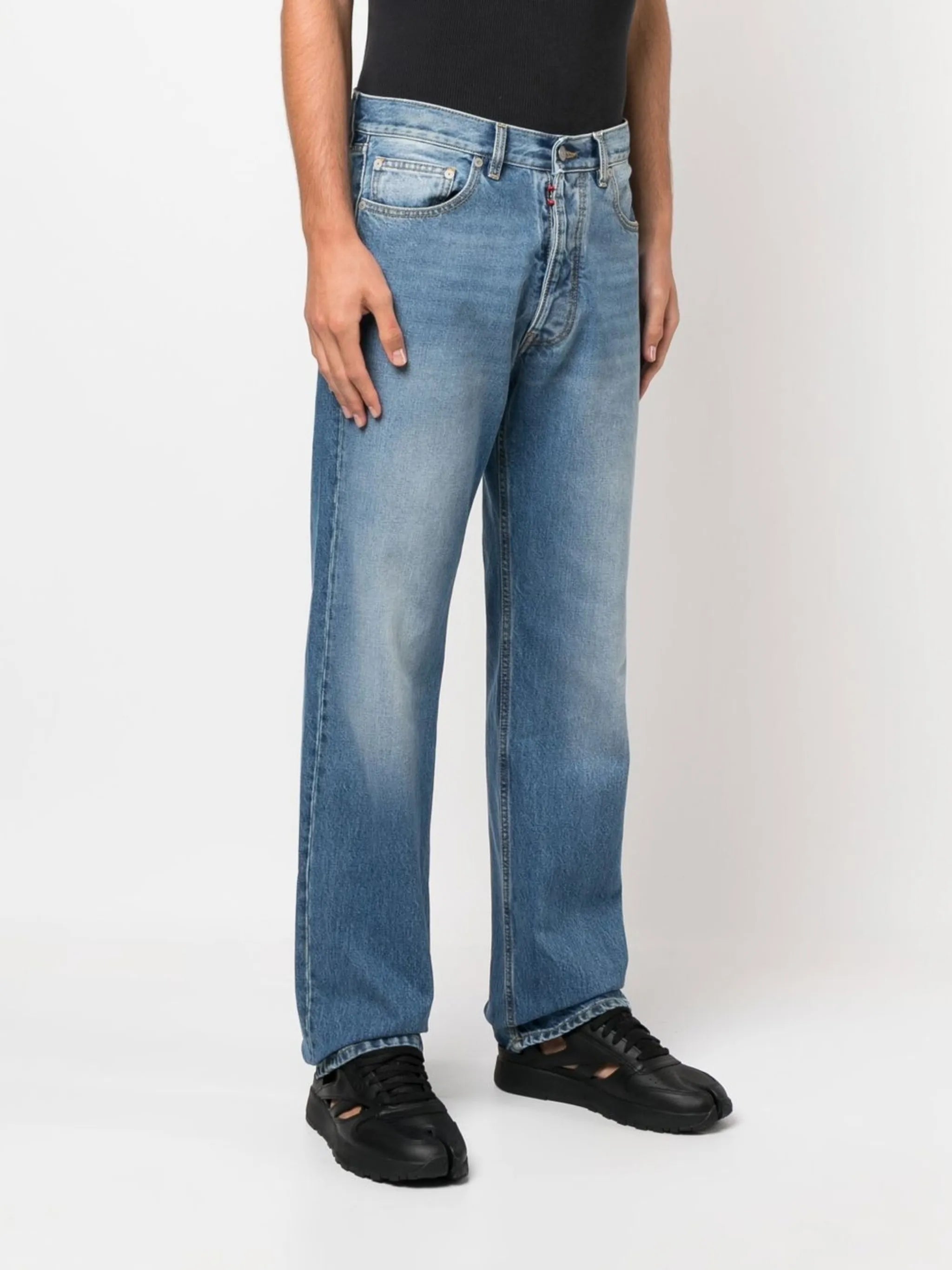 four-stitch straight-leg jeans