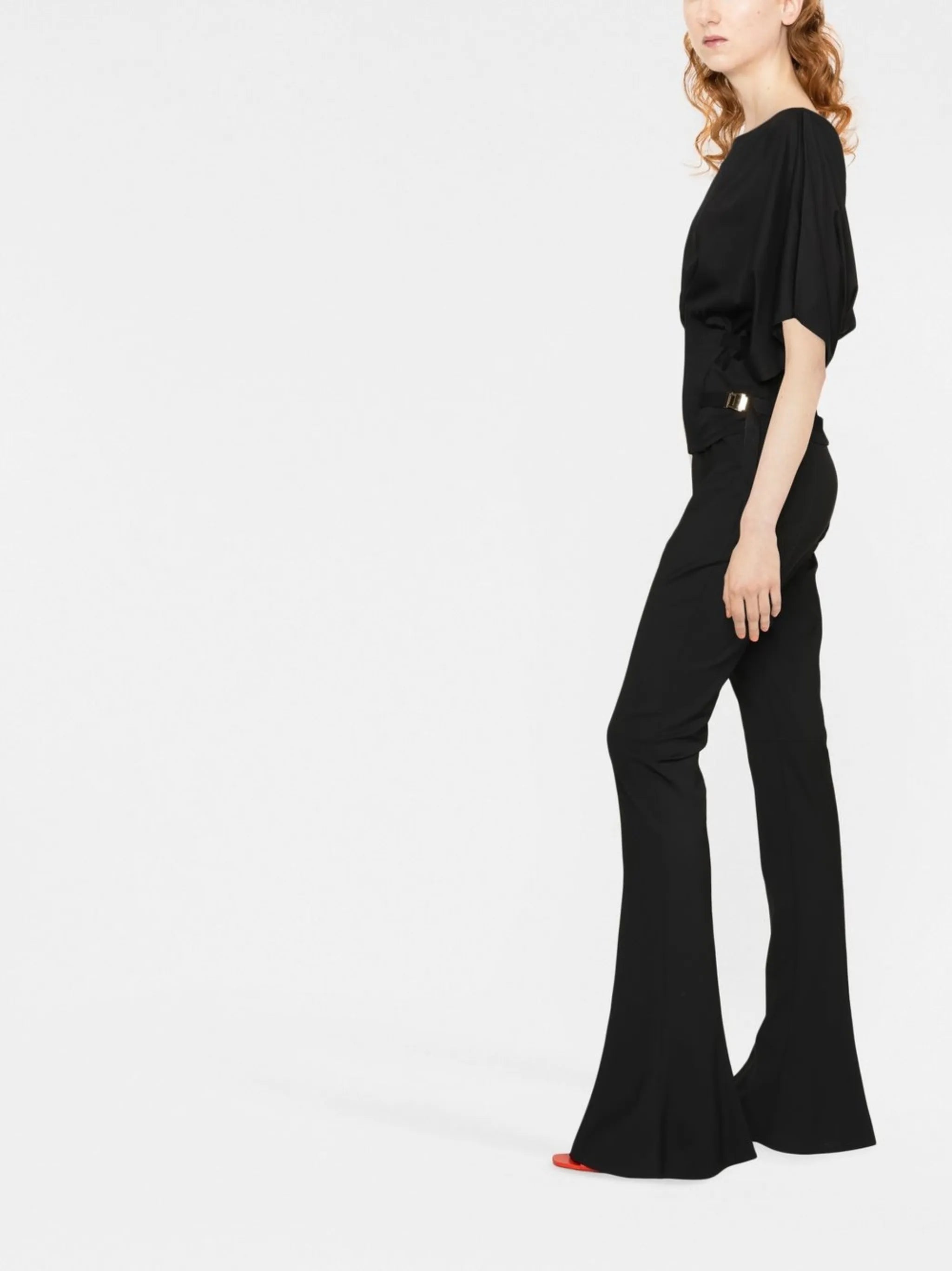 belted three-quarter sleeve top