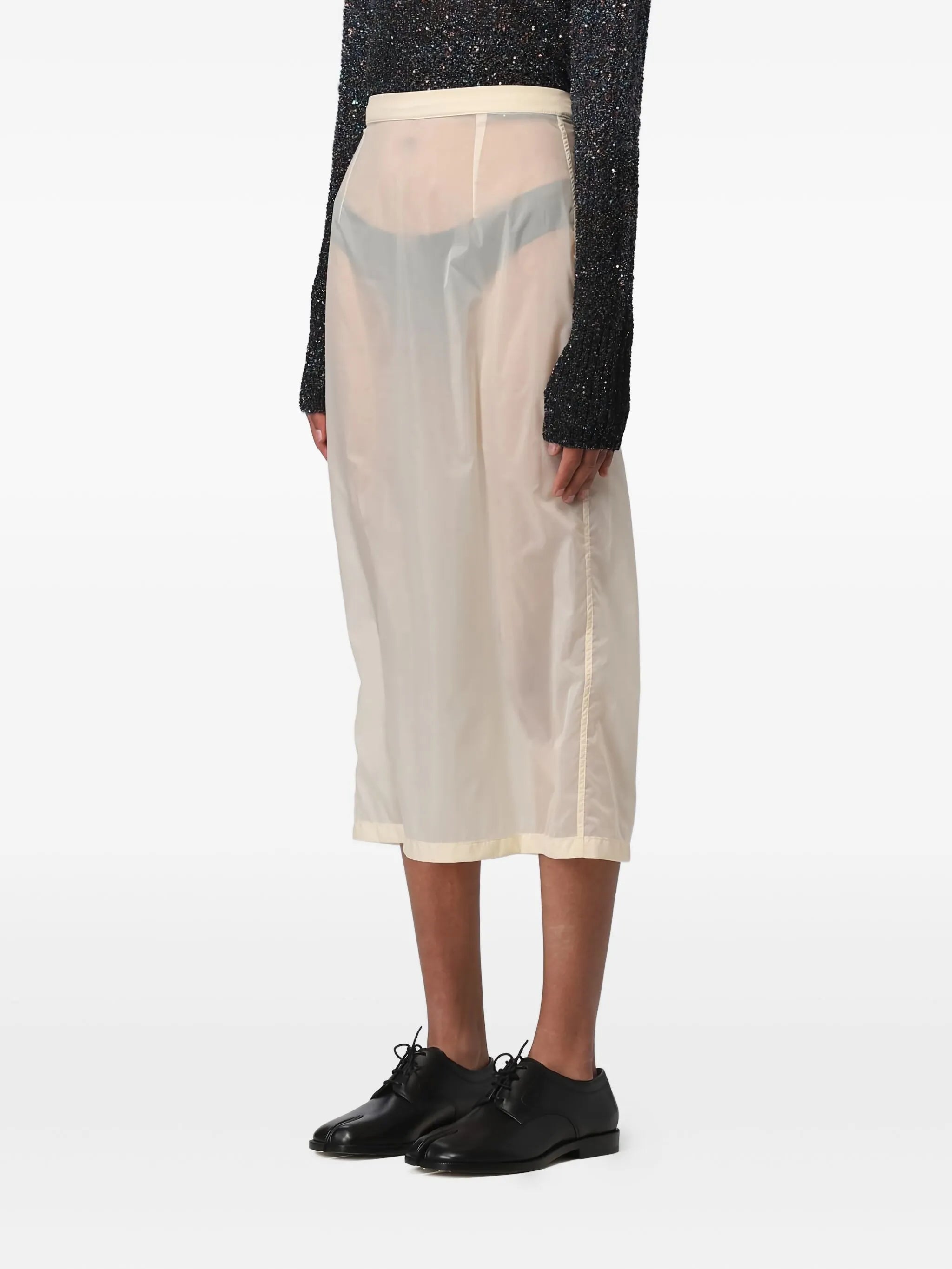 high-waisted midi skirt