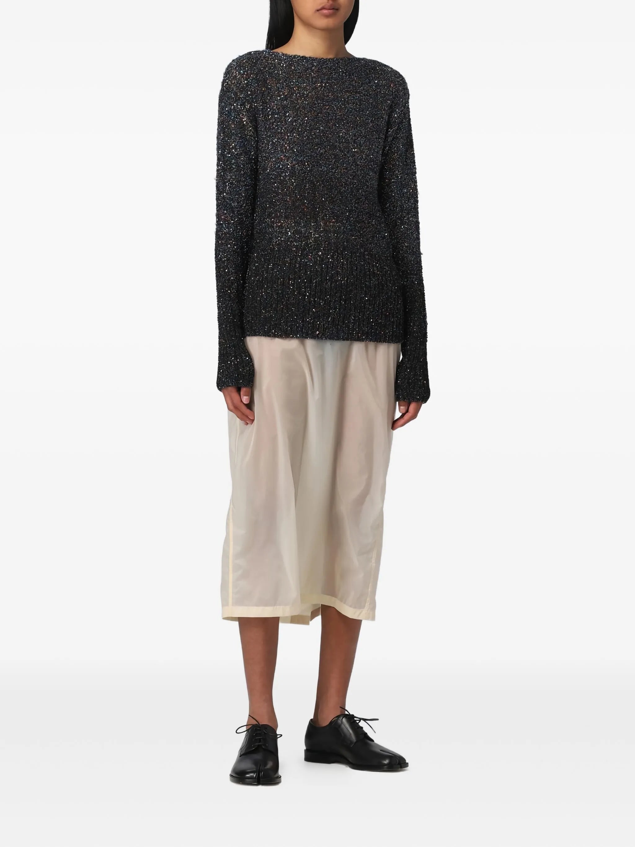 high-waisted midi skirt