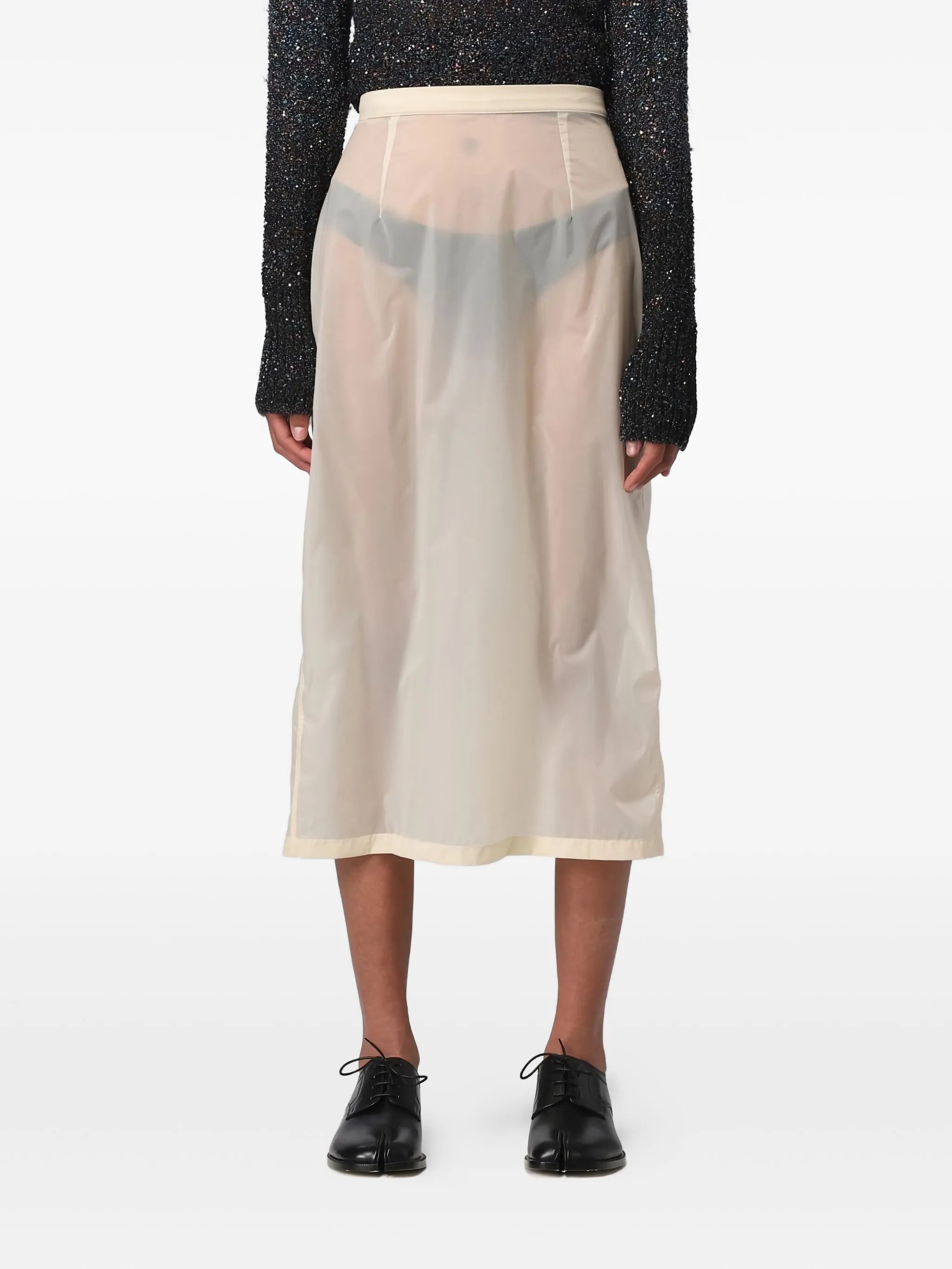 high-waisted midi skirt