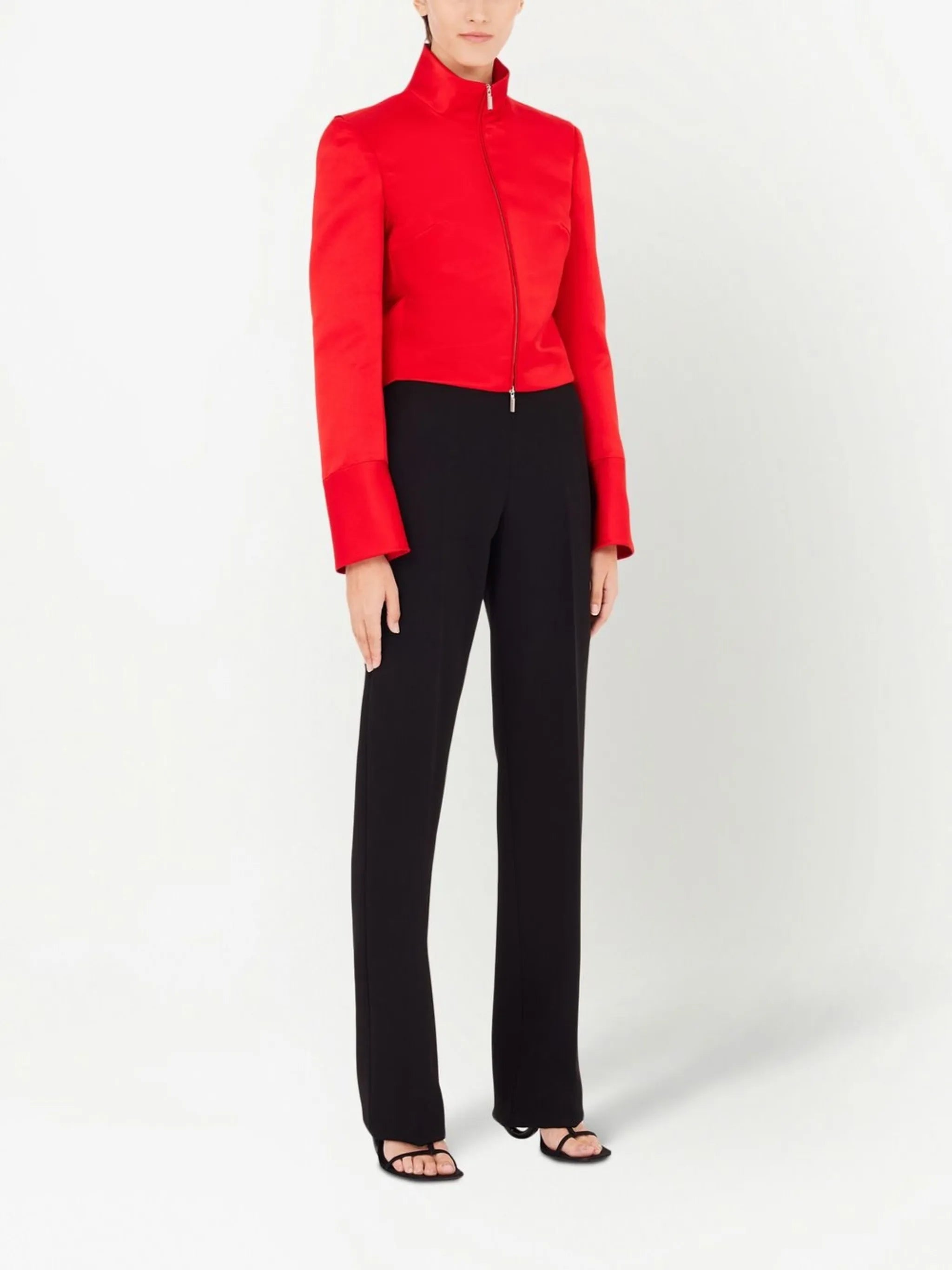 high-waist straight-leg trousers