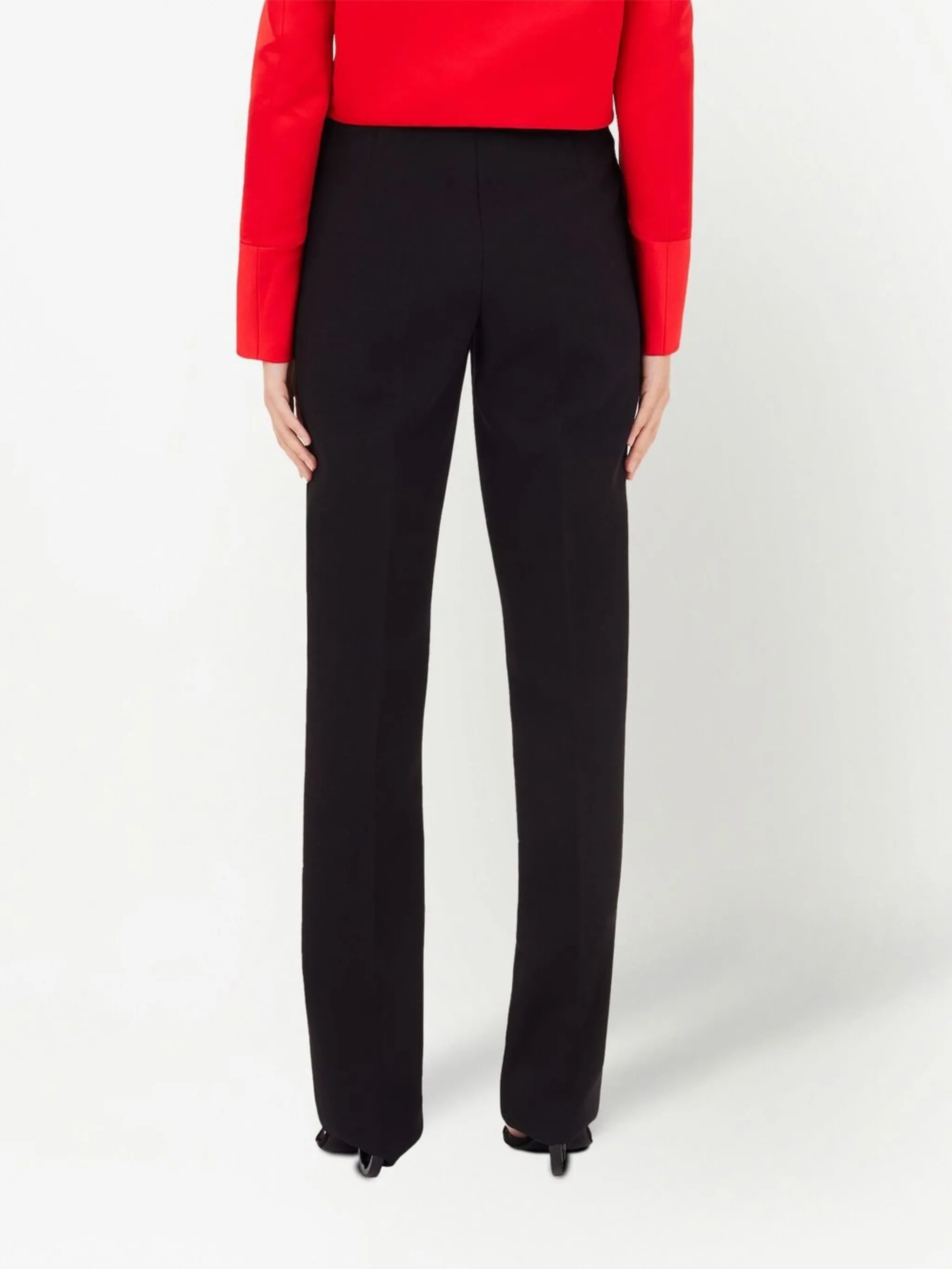 high-waist straight-leg trousers