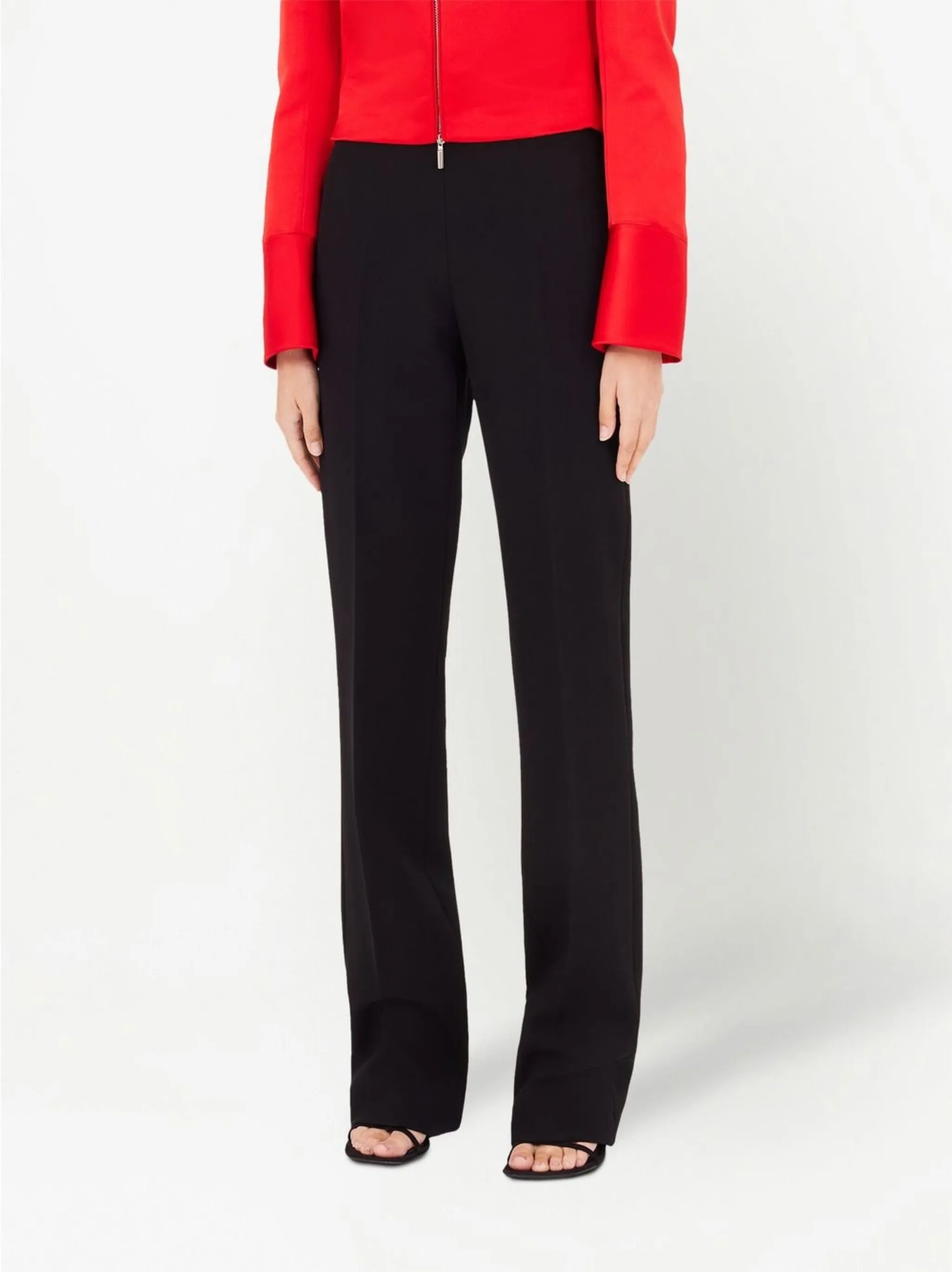 high-waist straight-leg trousers