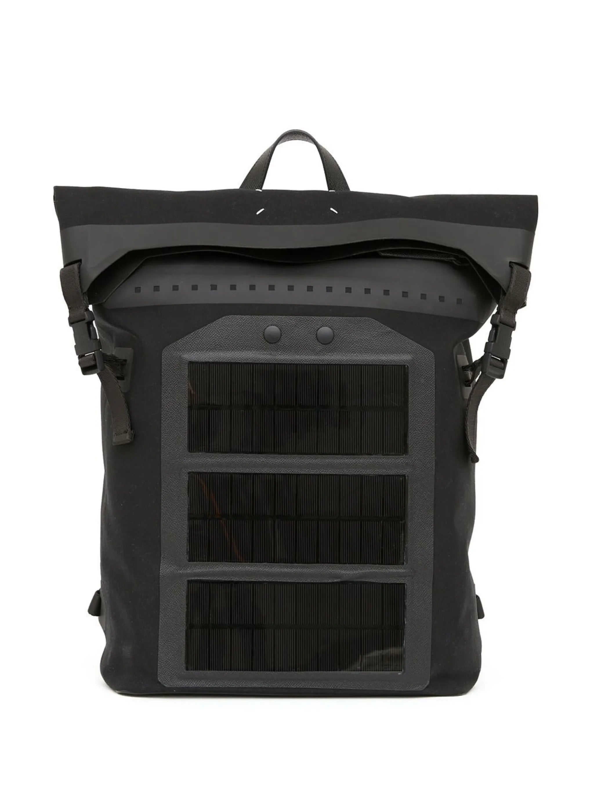 folded-top buckle-fastening backpack