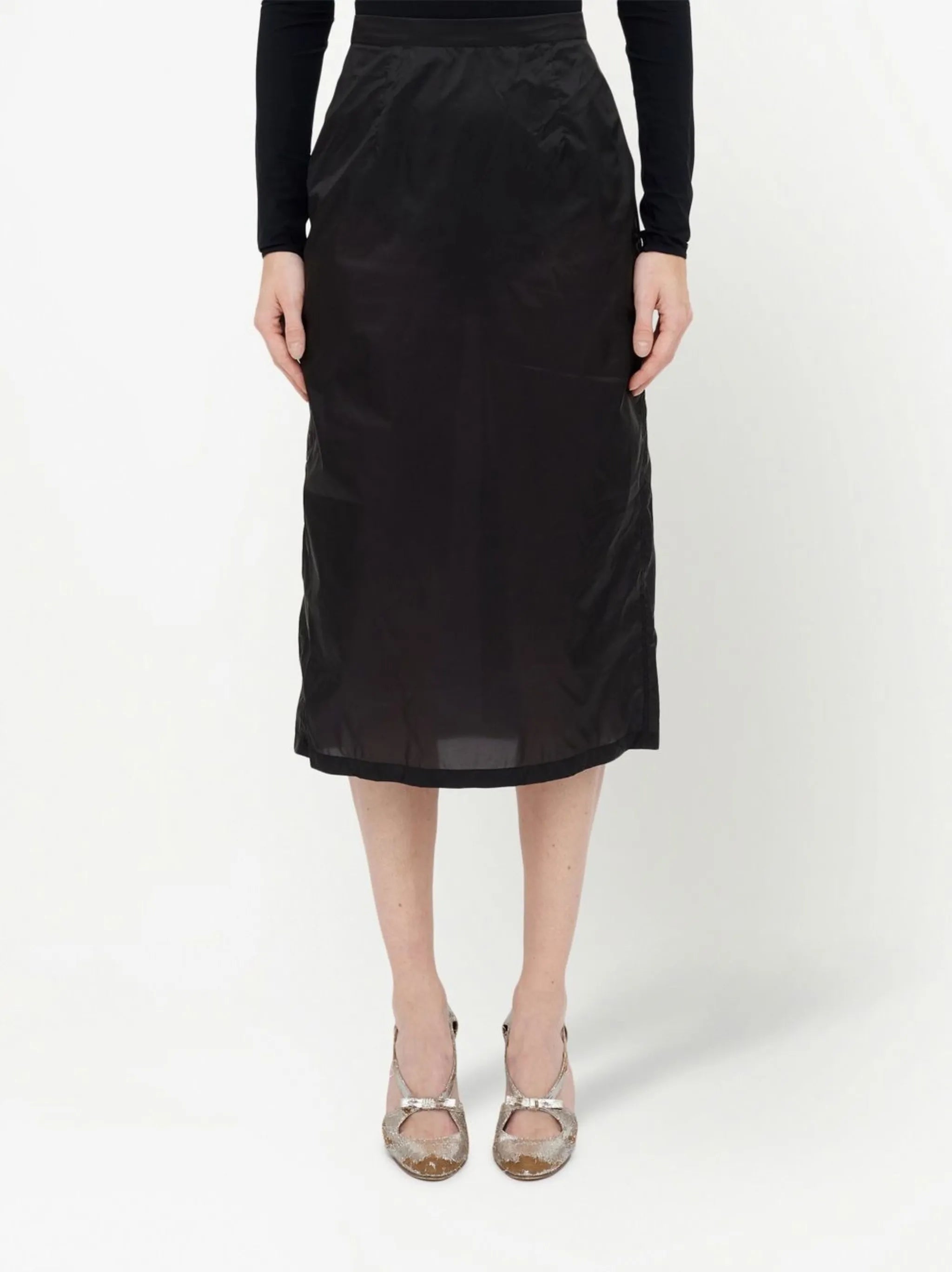 high-waisted midi skirt