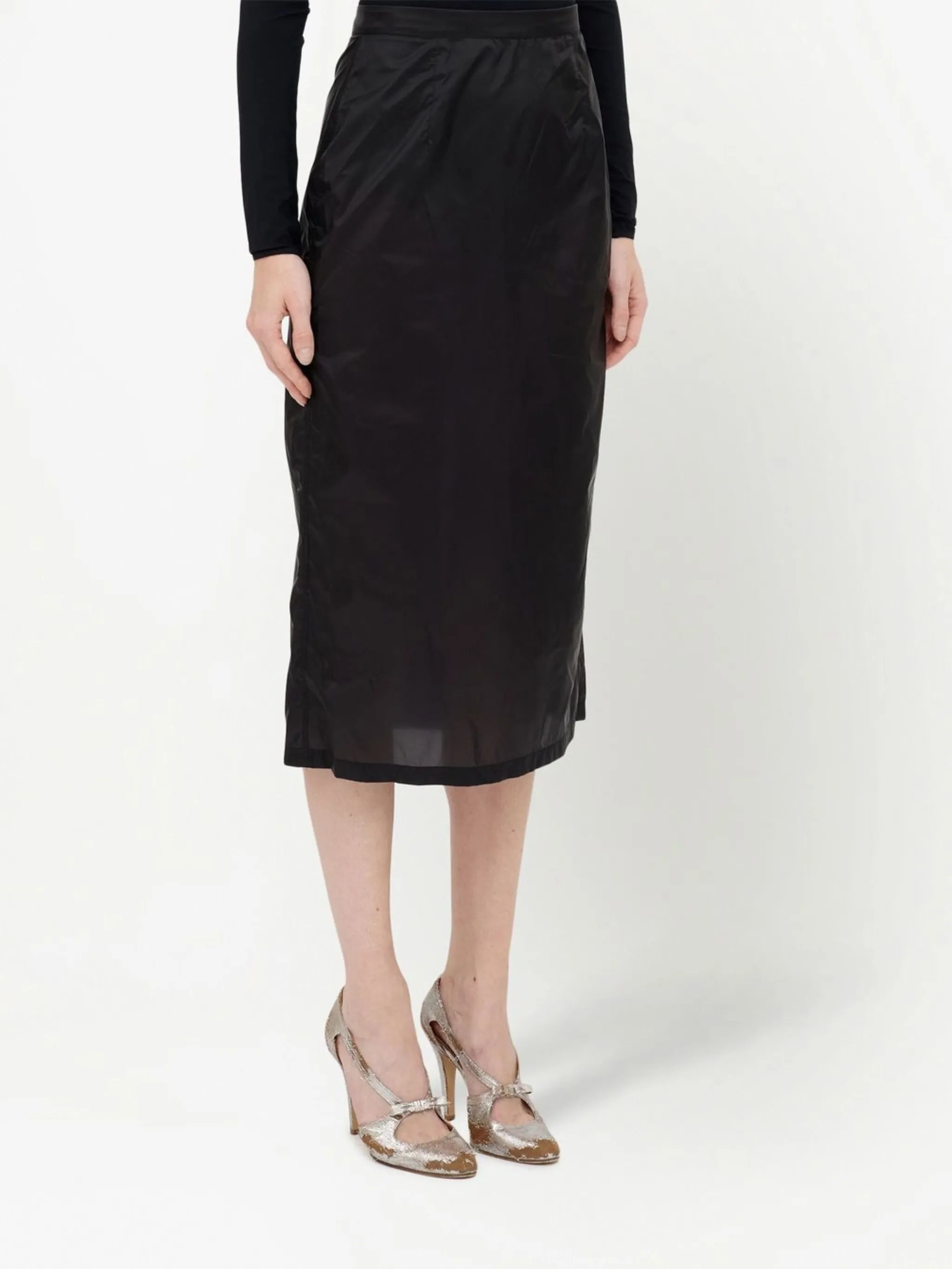 high-waisted midi skirt