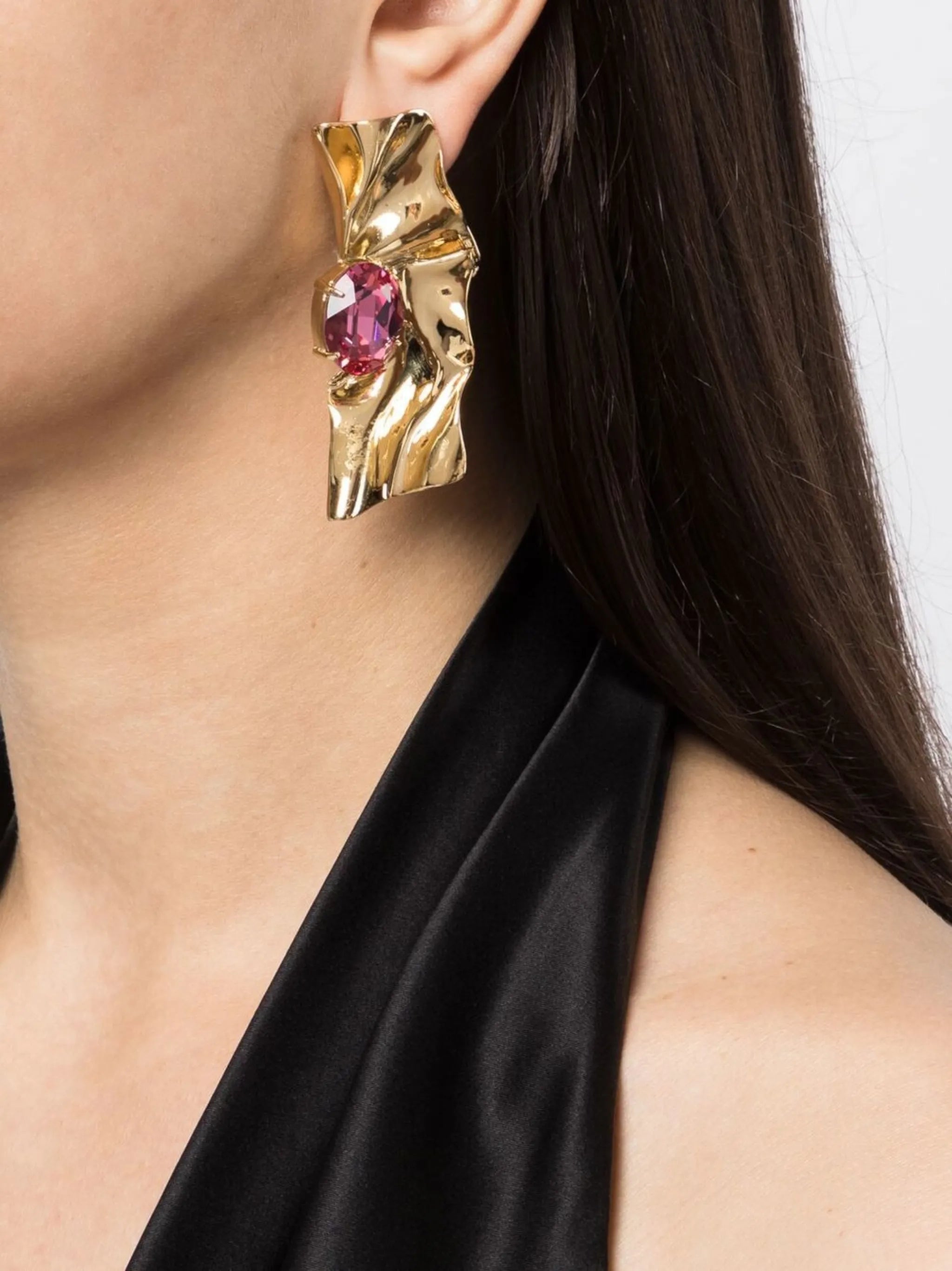 Pleat crystal earrings
