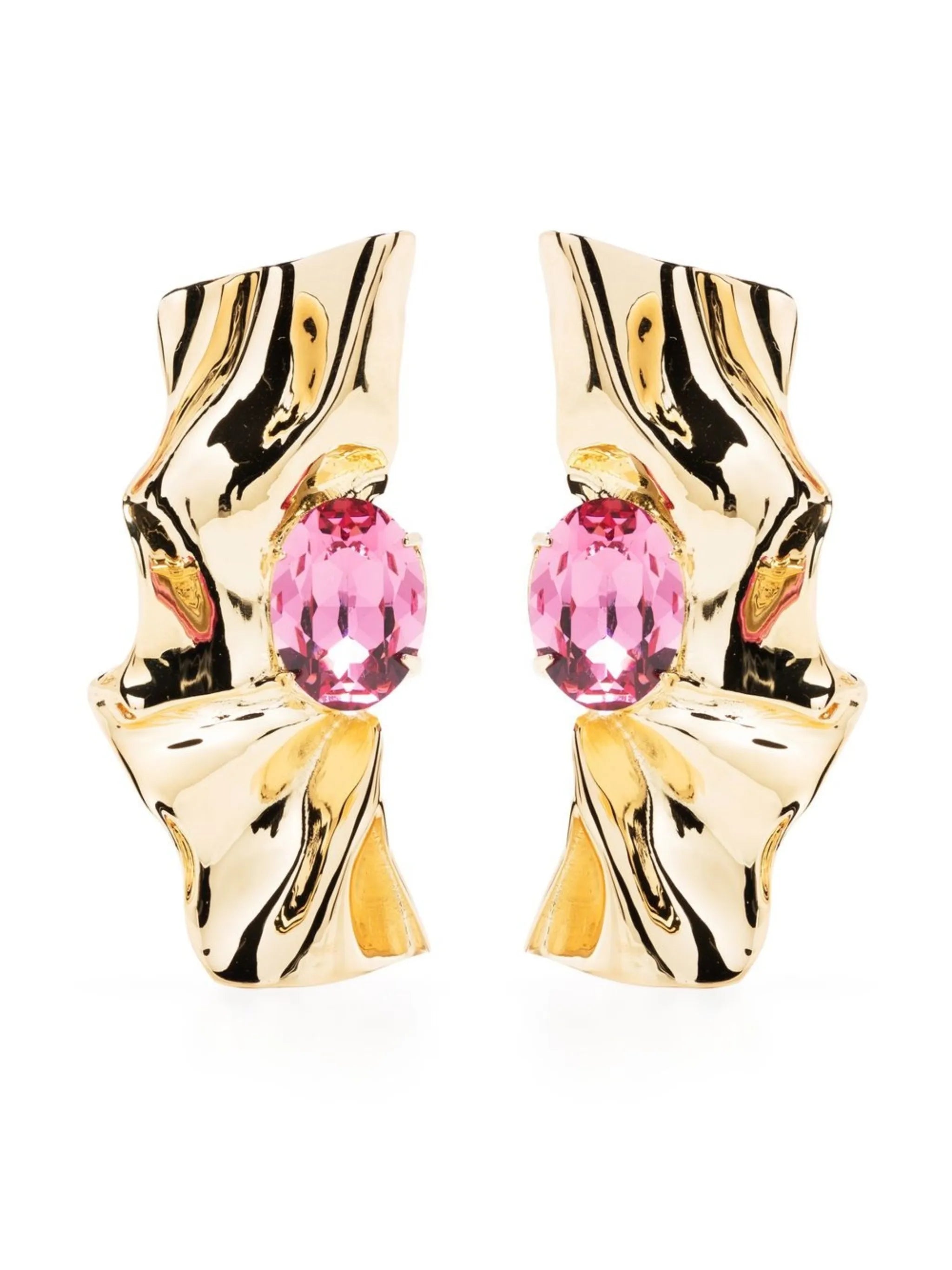 Pleat crystal earrings
