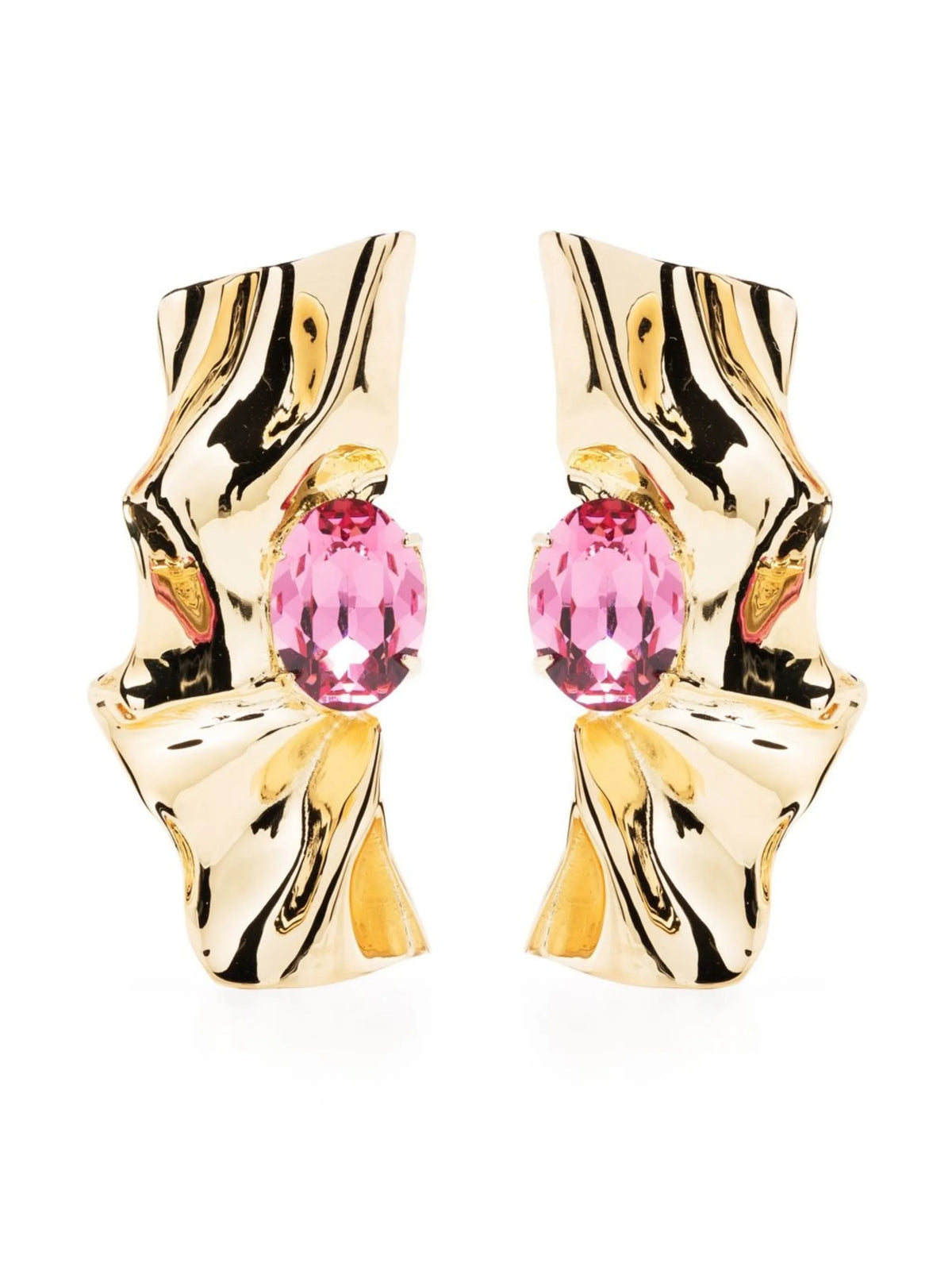 Pleat crystal earrings