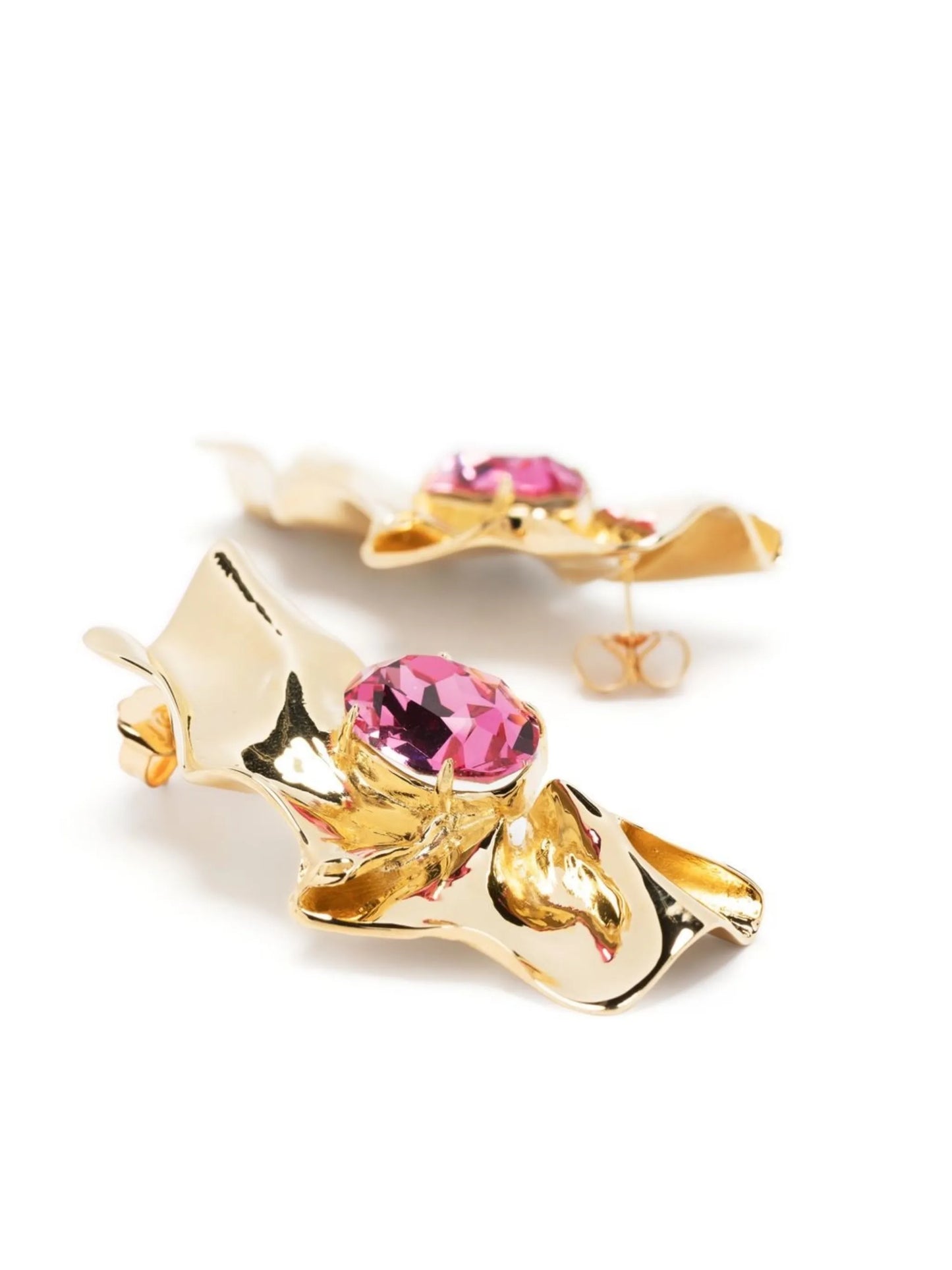 Pleat crystal earrings