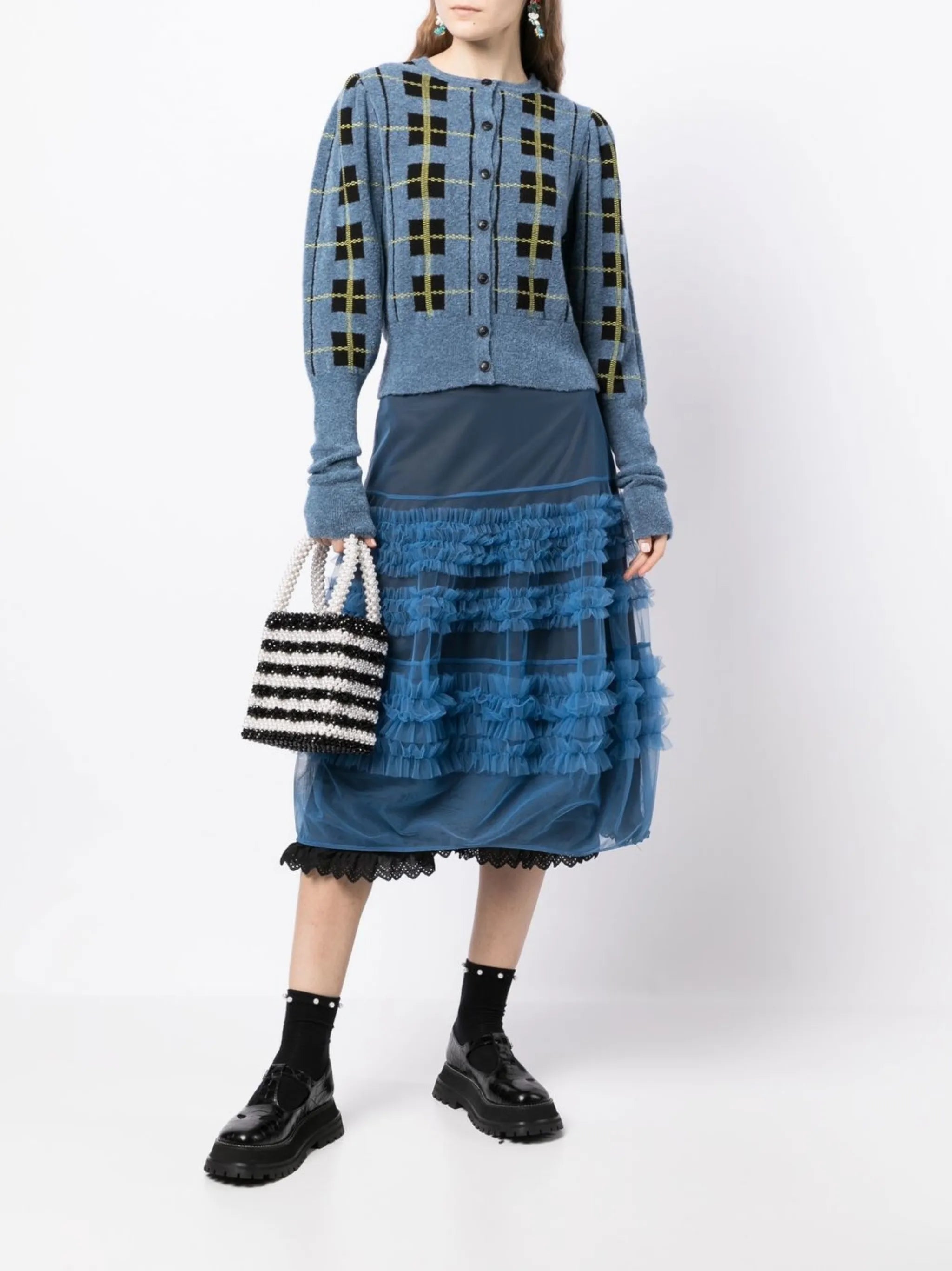 round-neck button-up cardigan