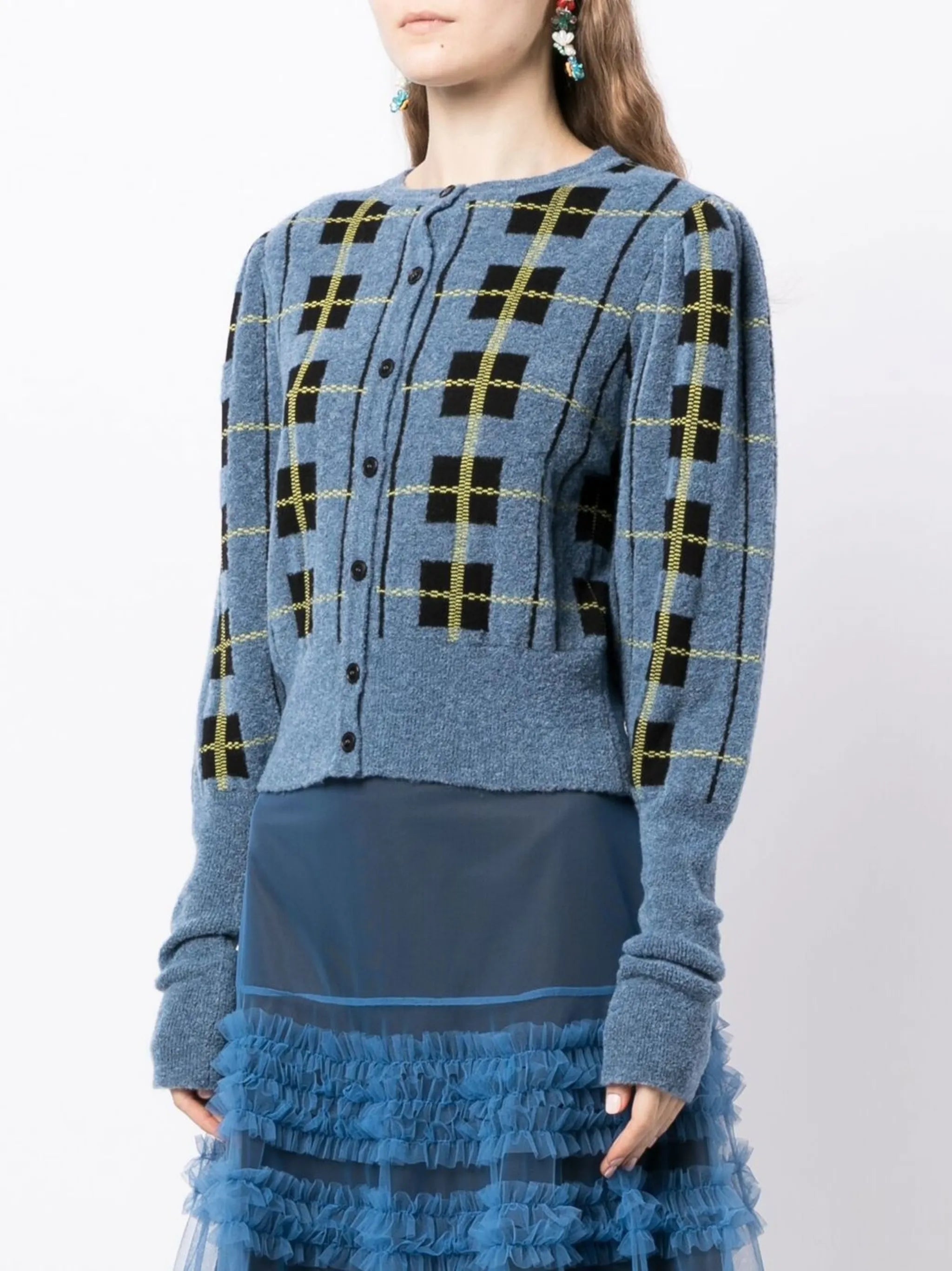 round-neck button-up cardigan