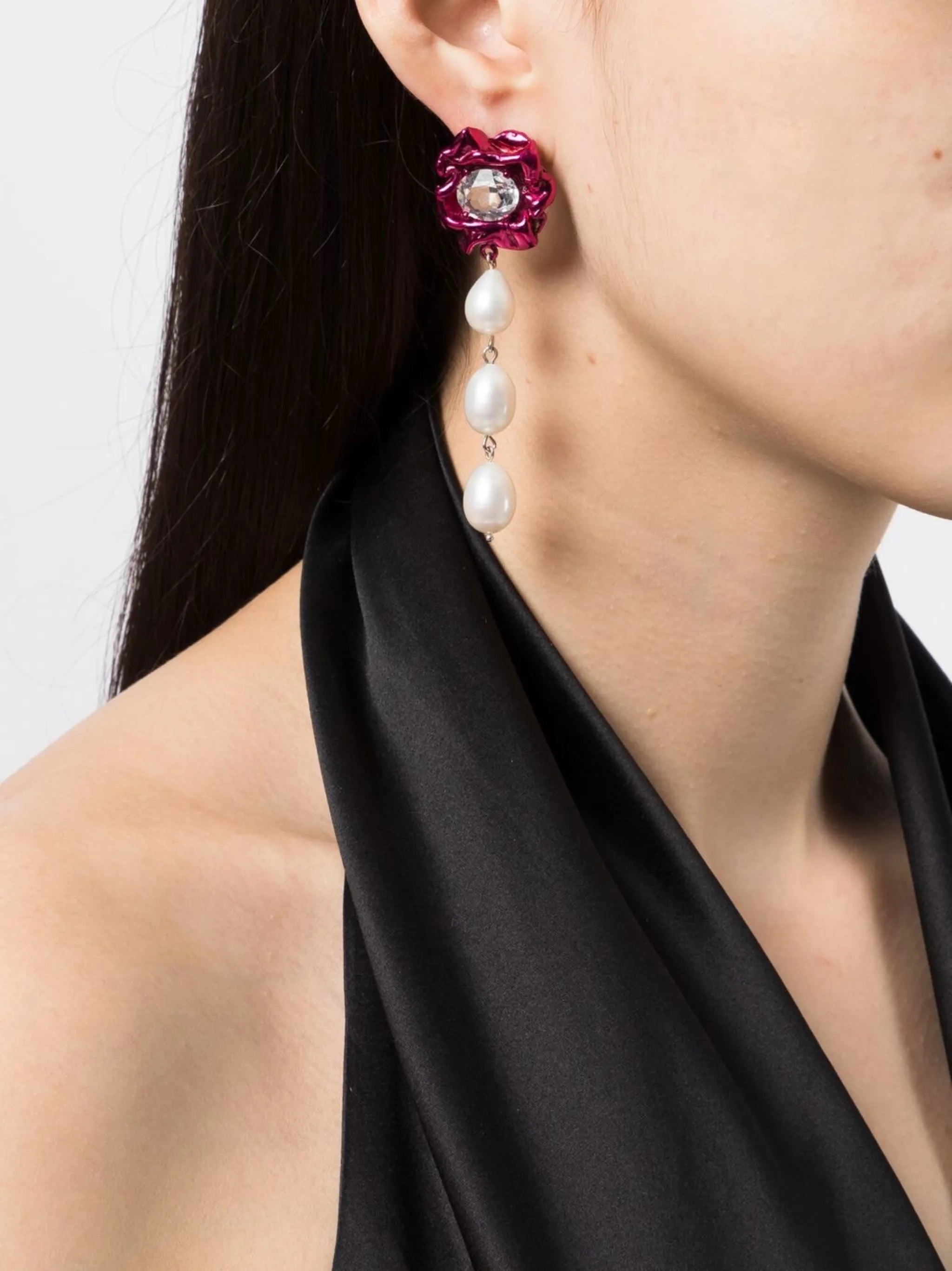 Lola crystal pearl drop earrings