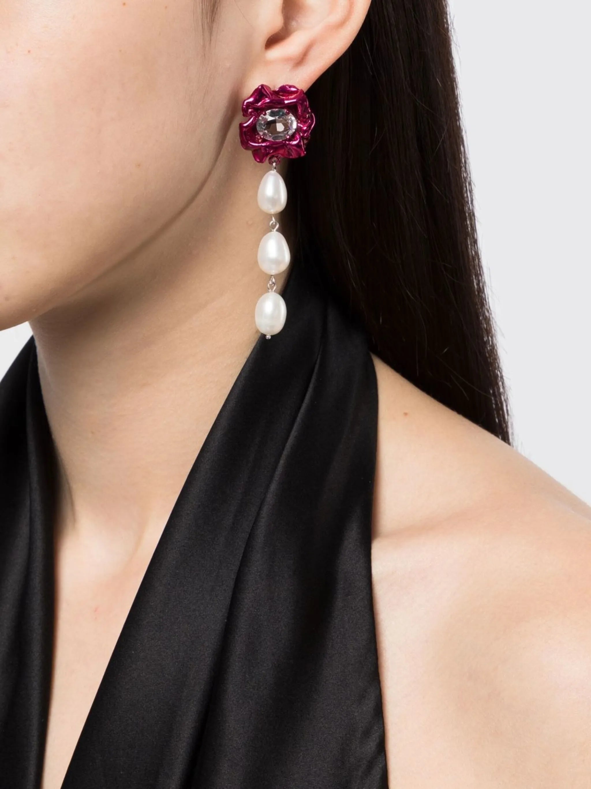 Lola crystal pearl drop earrings