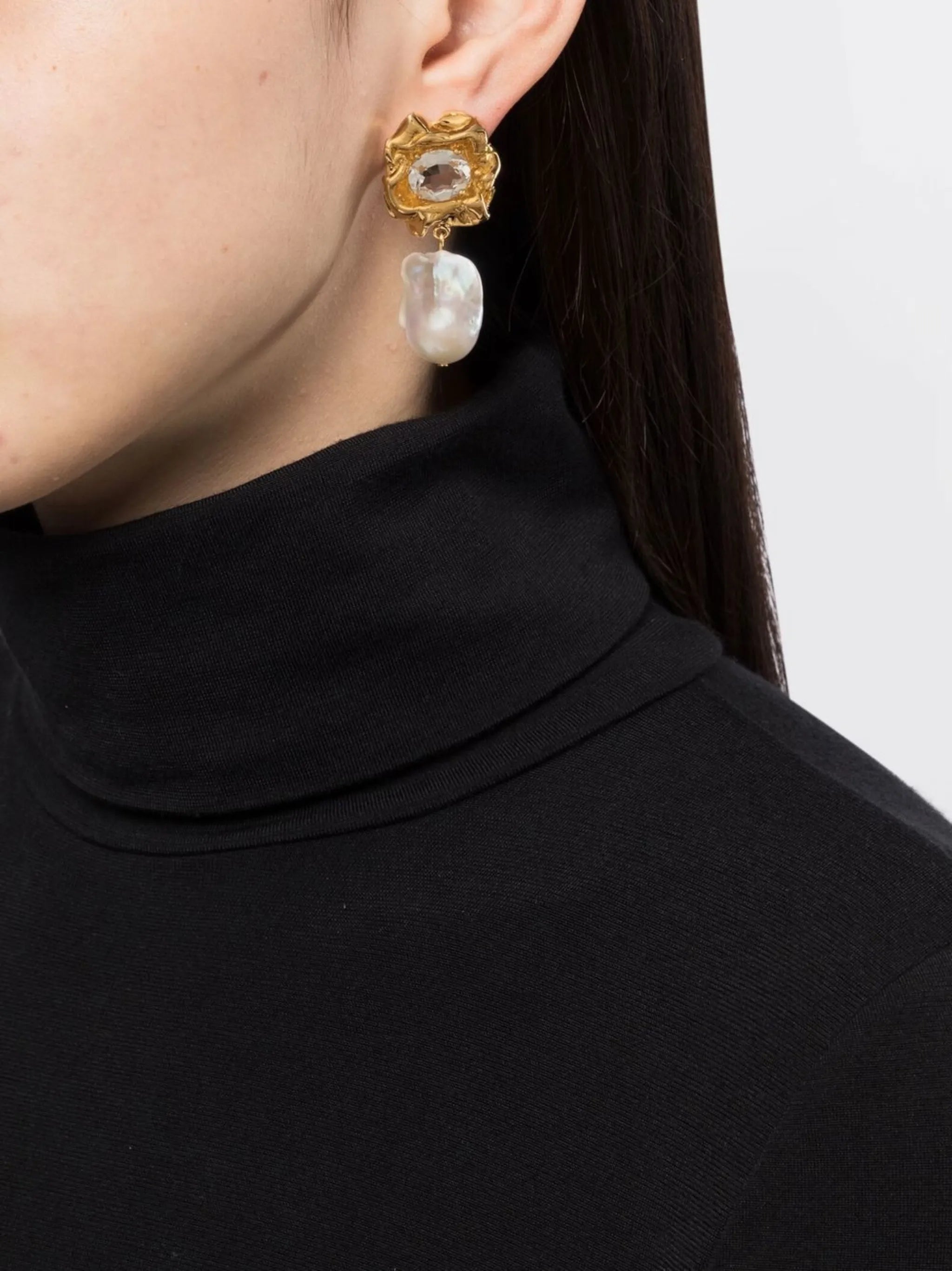 pearl-charm drop earrings
