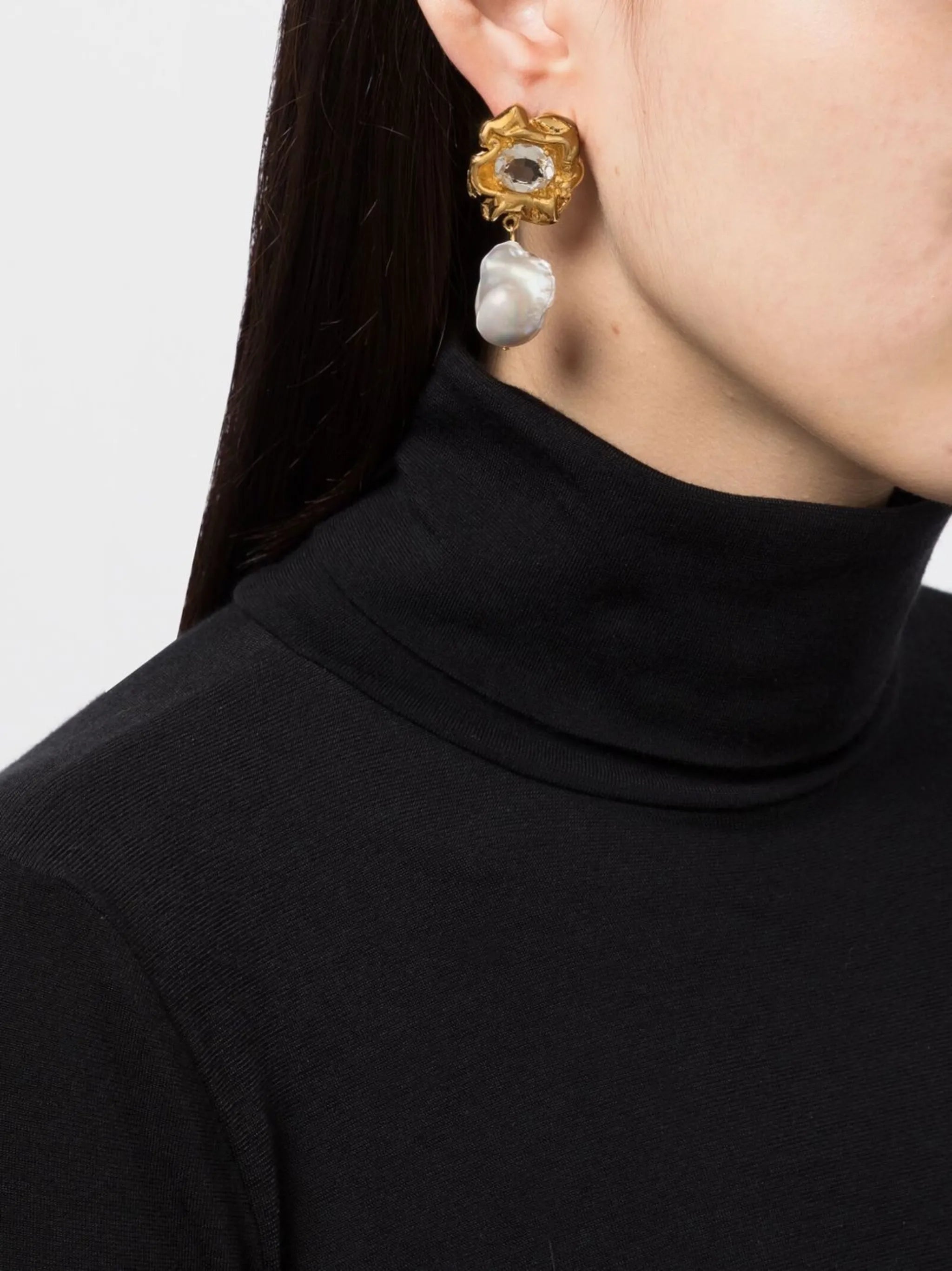 pearl-charm drop earrings