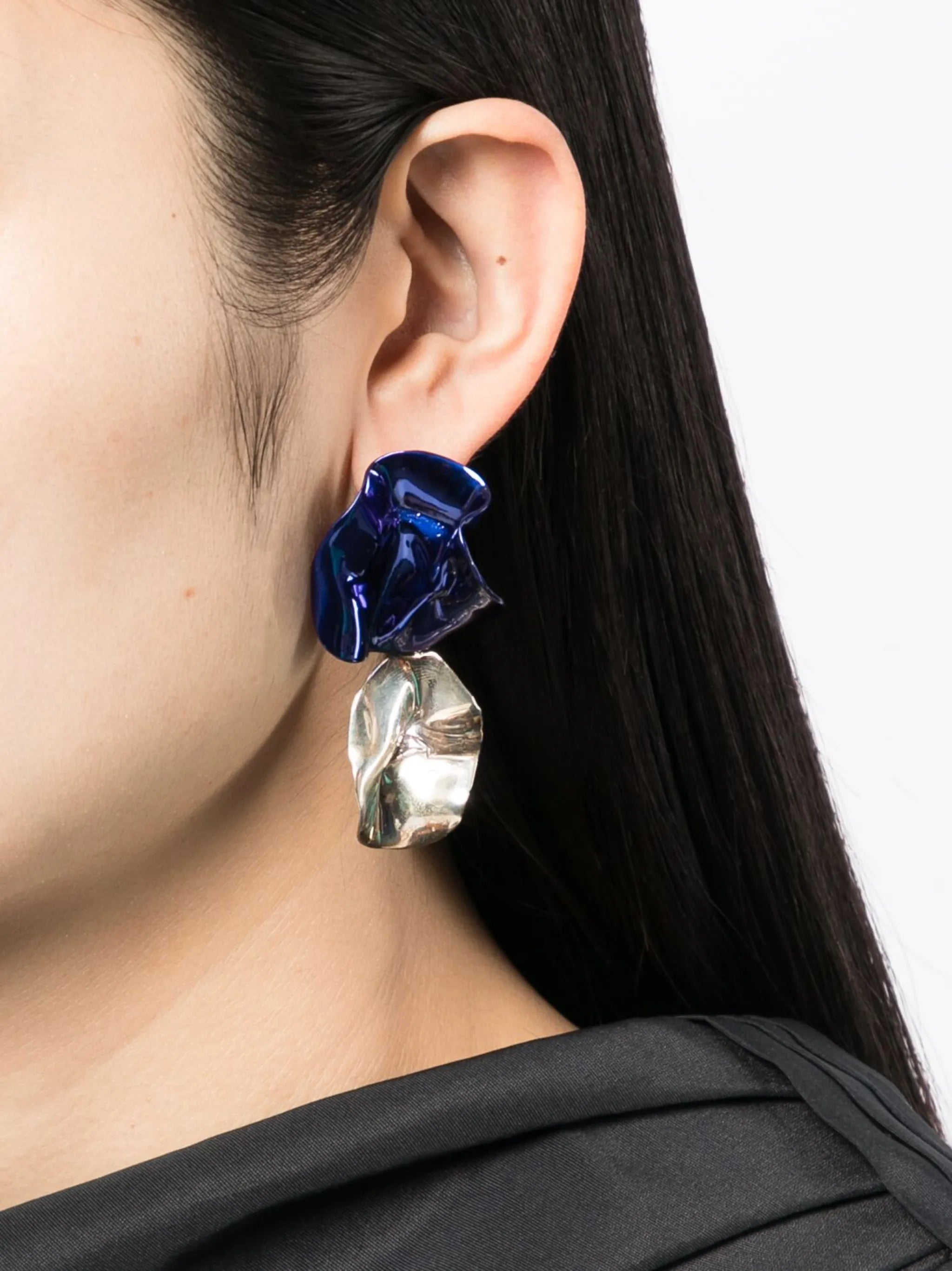 logo-plaque hoop earrings