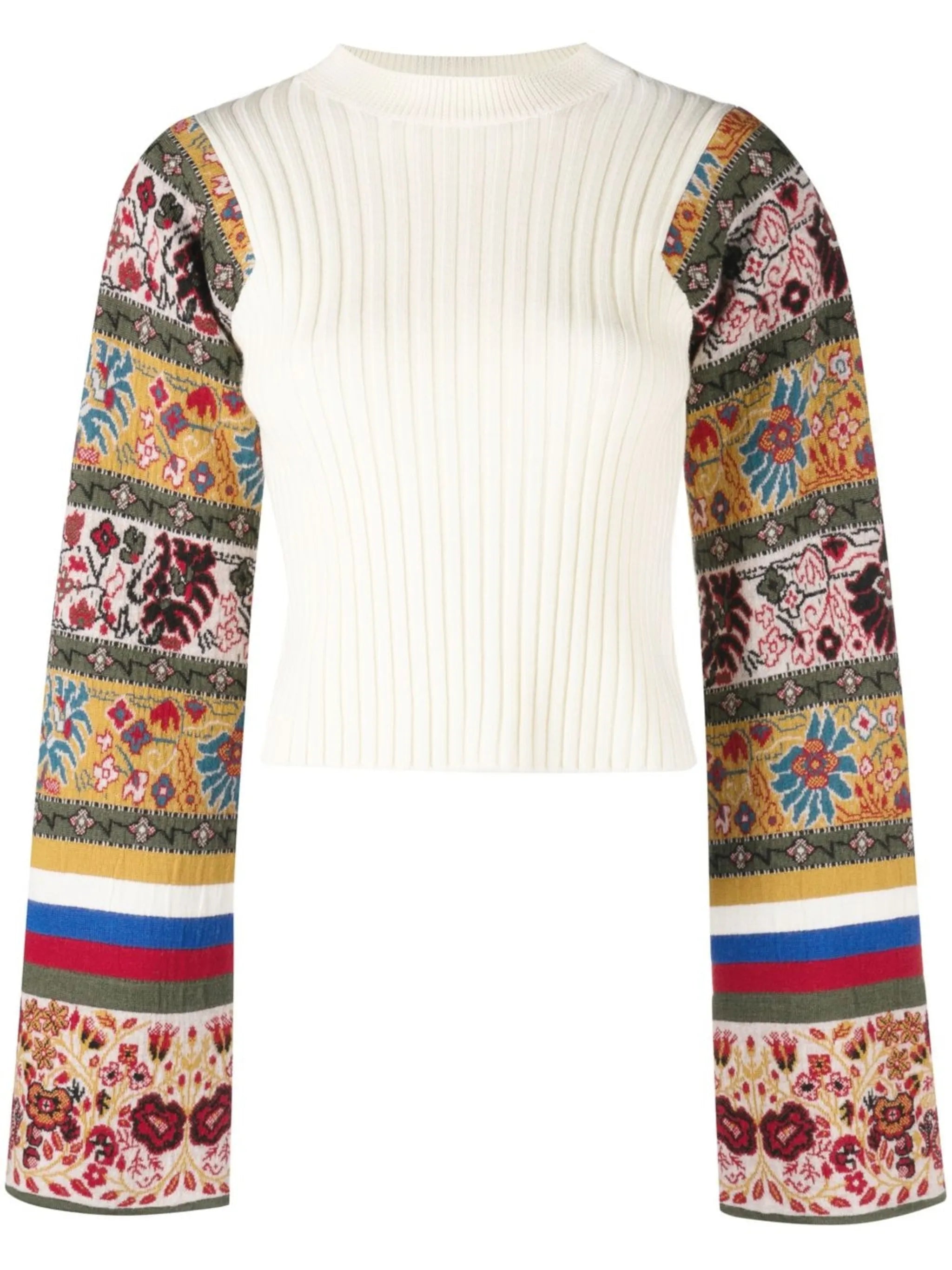 contrasting-panel intarsia-knit jumper