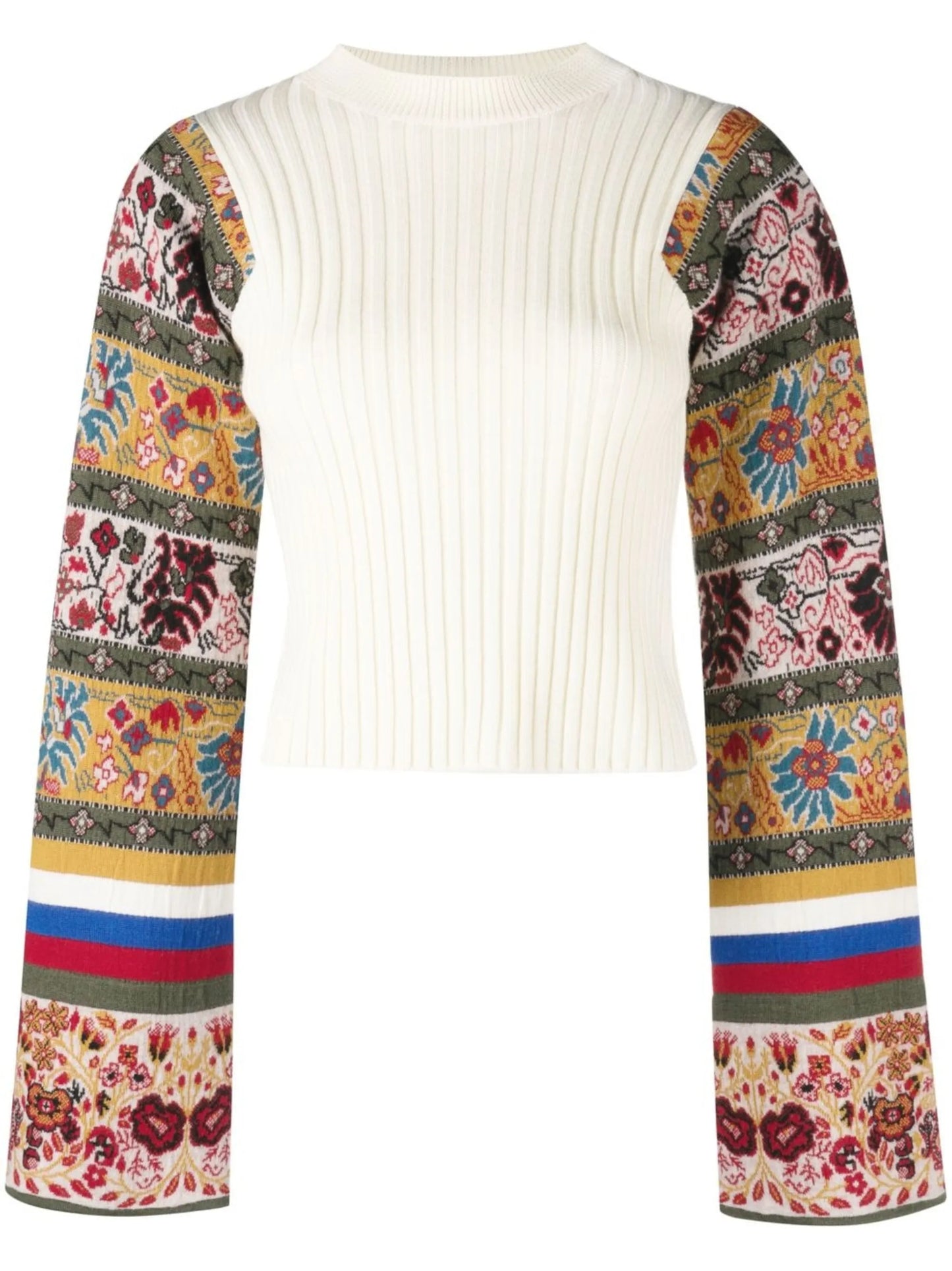 contrasting-panel intarsia-knit jumper