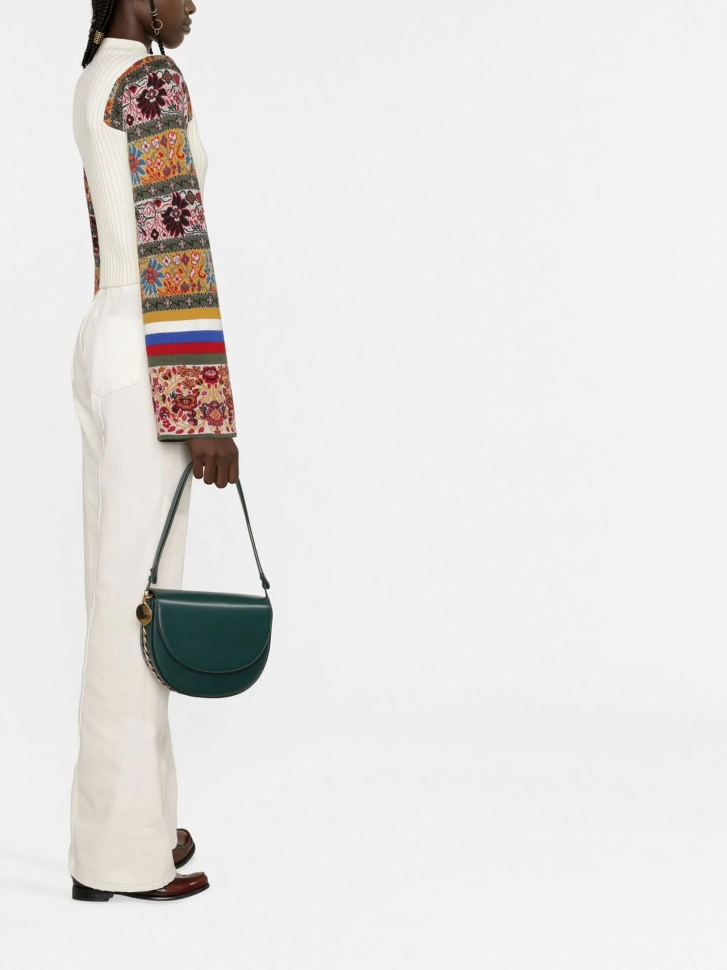 contrasting-panel intarsia-knit jumper